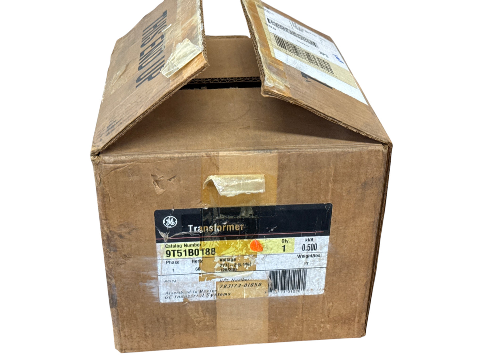 GE 9T51B0188 TYPE QB 0.5KVA 277V 120/240V 1PH GENERAL PURPOSE TRANSFORMER NEW