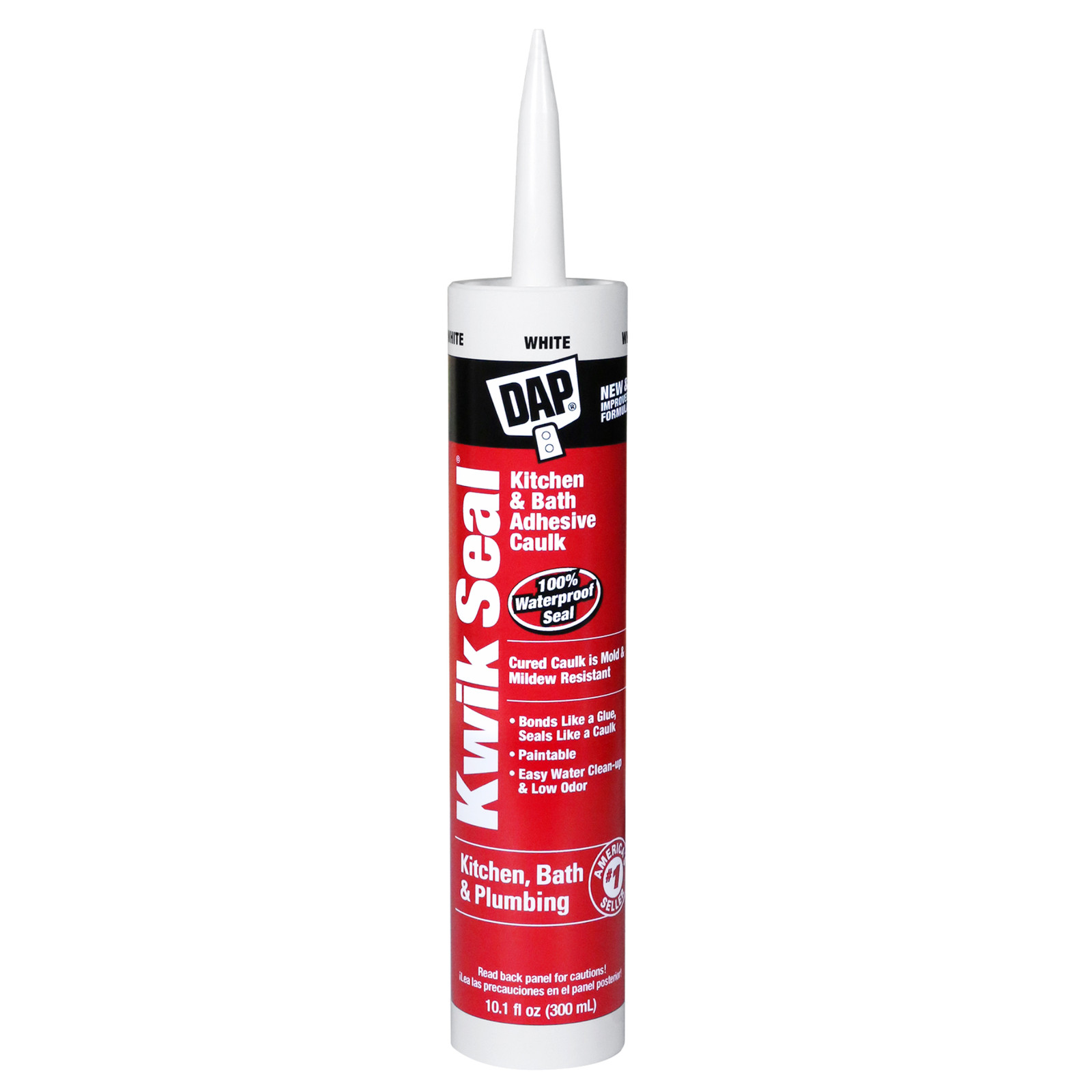 DAP KWIK SEAL Kitchen & Bath Adhesive Caulk: 10.1 fl. oz. cartridge (White)