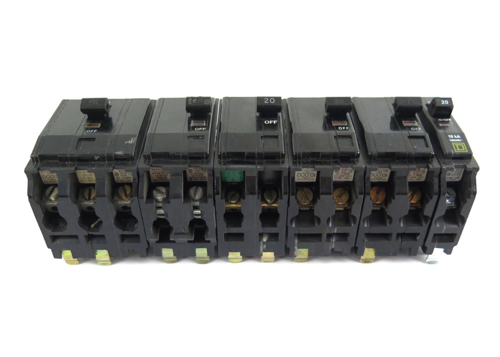 Square D QO Circuit Breaker Lot of 6 – QO110, QO220, QO260, QO340