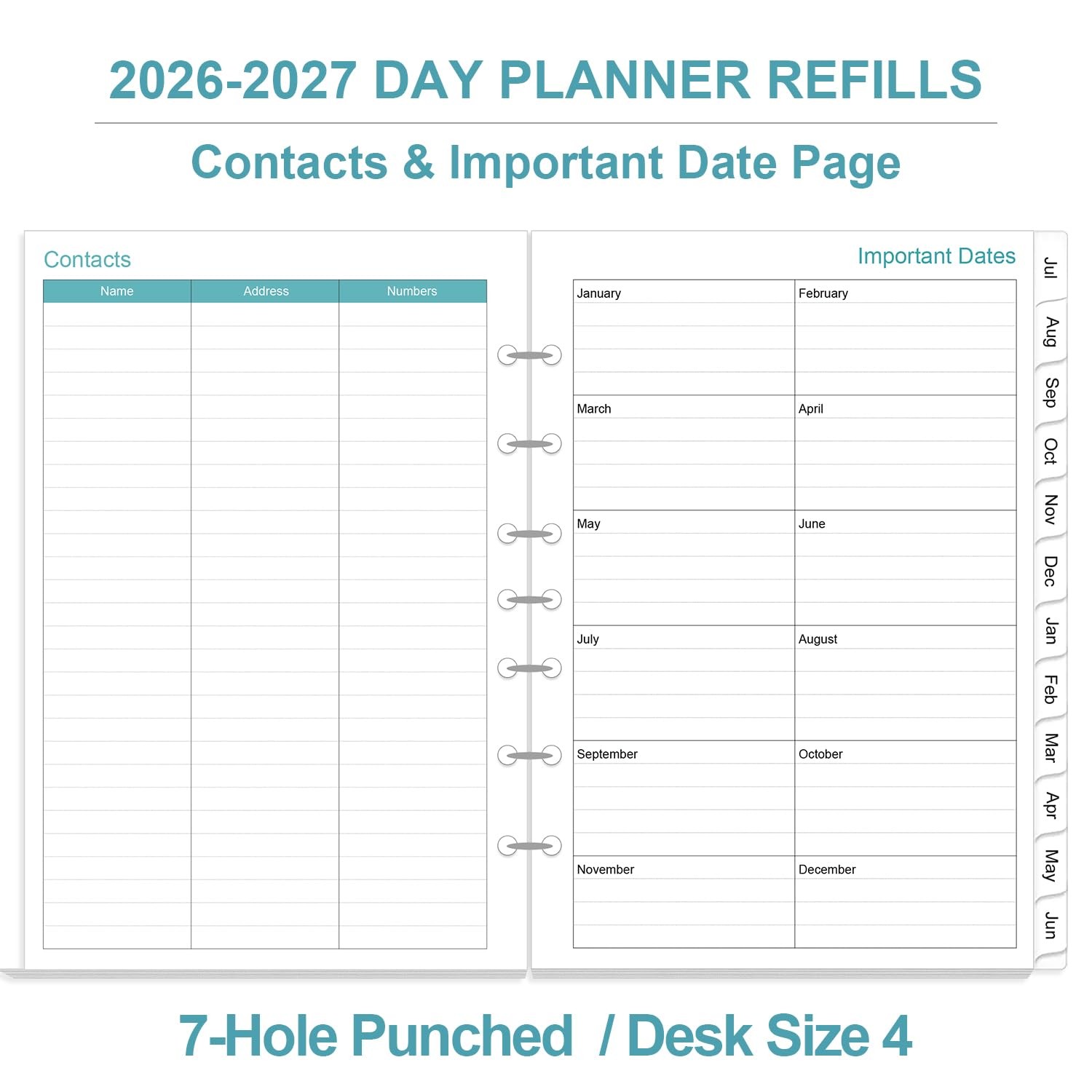 2026-2027 Planner Refills – One Page Per Day Daily & Monthly Planner, July 2026-