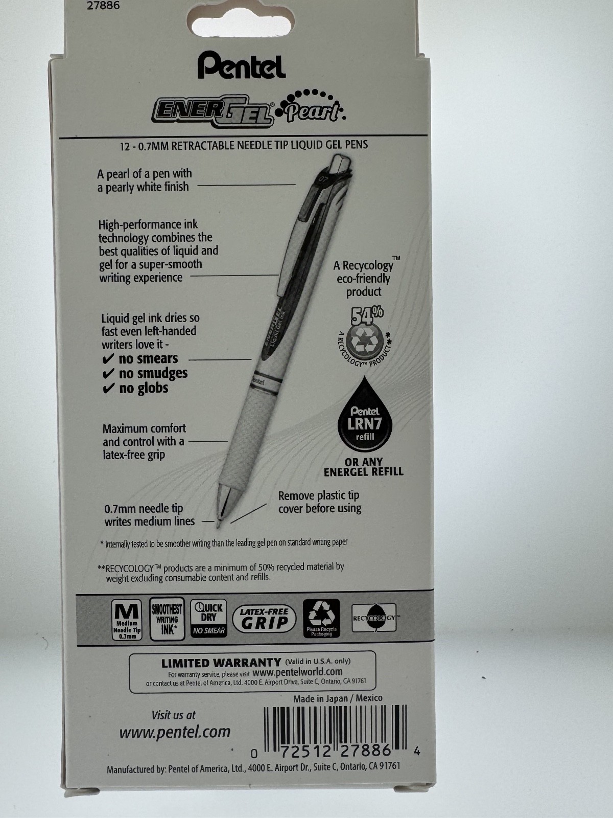 12 Pentel EnerGel 0.7MM BLUE PEARL LIQUID GEL PEN SCRATCH & FREE SHIPPING