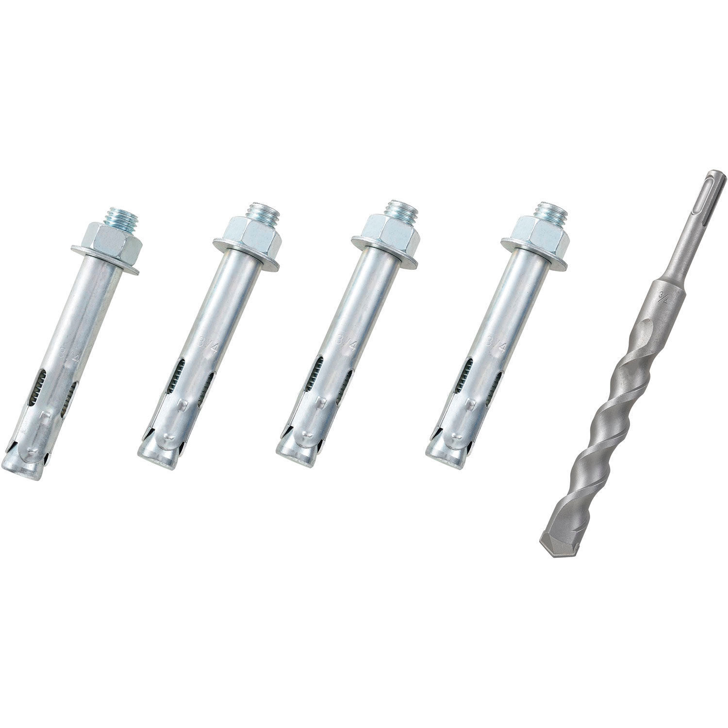 Global Industrial Set Of 4 Sleeve Anchors (3/4″ x 4-1/4″) With 1 Drill Bit (3/4″