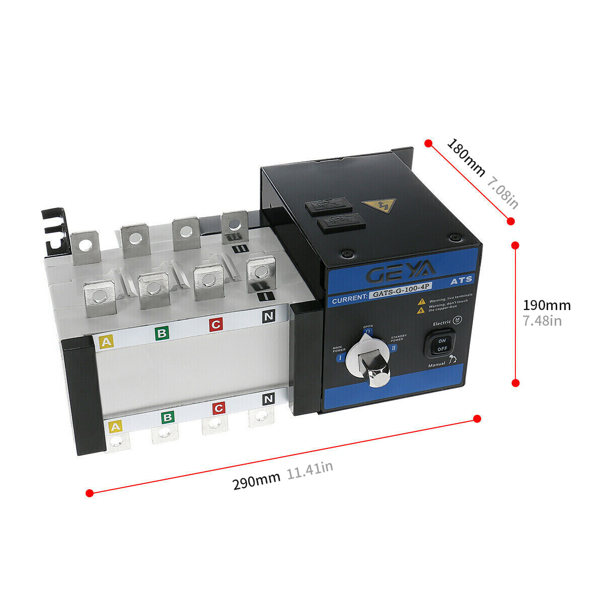 GEYA Industrial Automatic Transfer Switch 4P 100A 110V 220V Grid to AC Generator