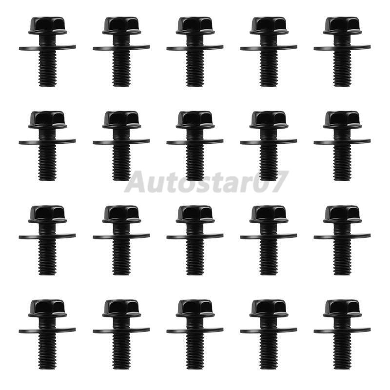 Car Body Bolts Screw Fastener Fender M6-1.0x 16mm Long-10mm Hex-17mm Washer NEW