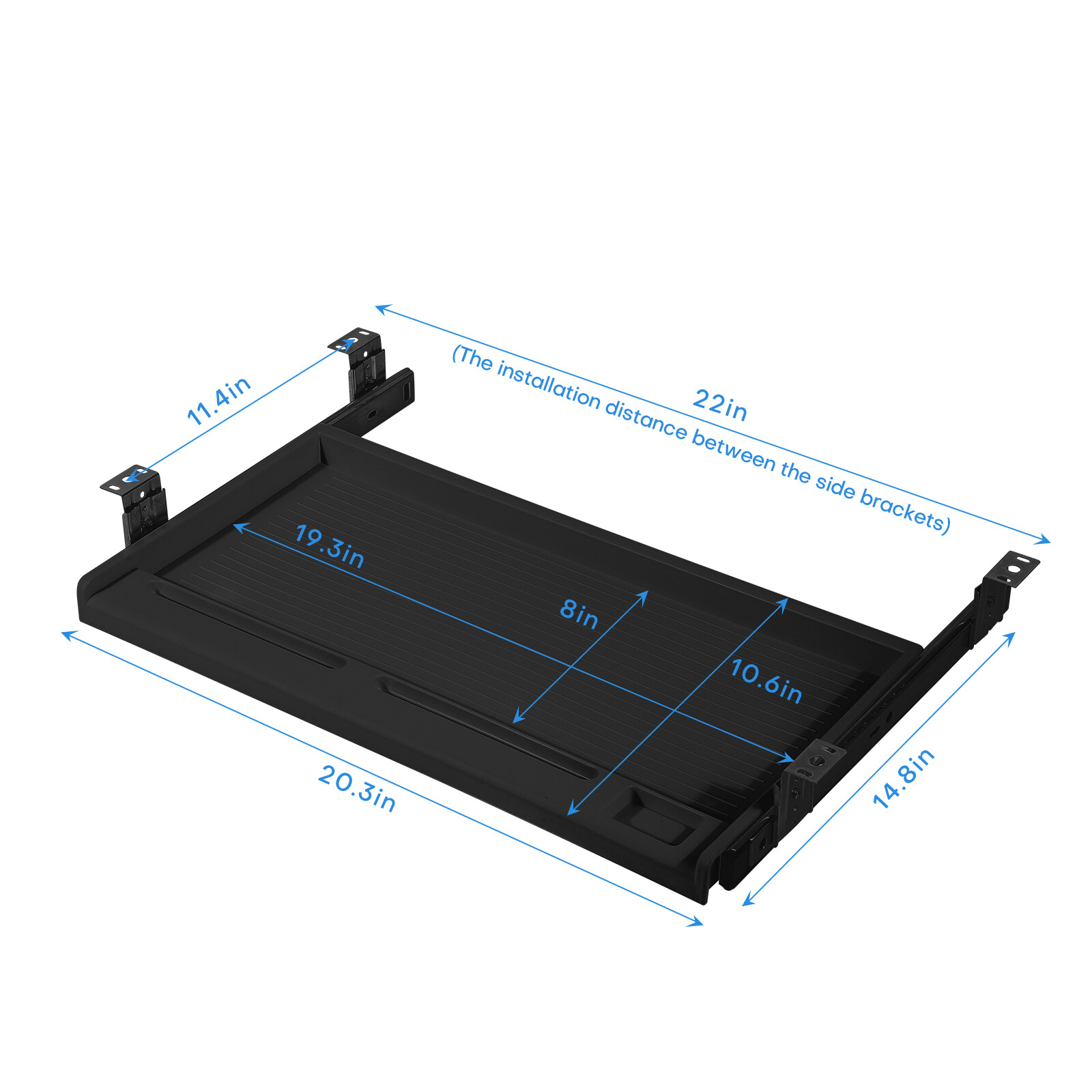 Slide Out Under Desk Keyboard Tray Pull Out Keyboard Drawer Shelf w/ Pen Holder