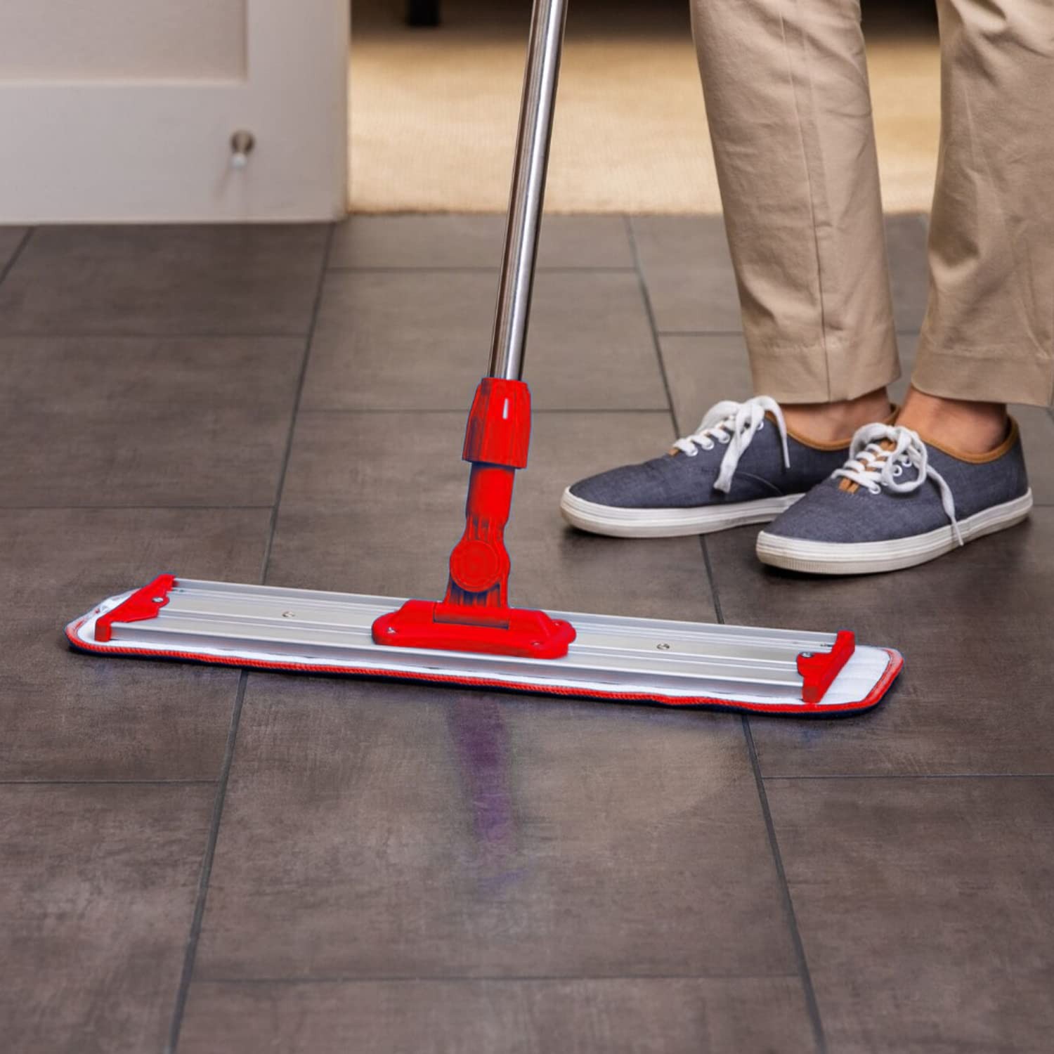Microfiber Replacement Mop Pad, 18 x 6 Wet & Dry Home & Commercial Red