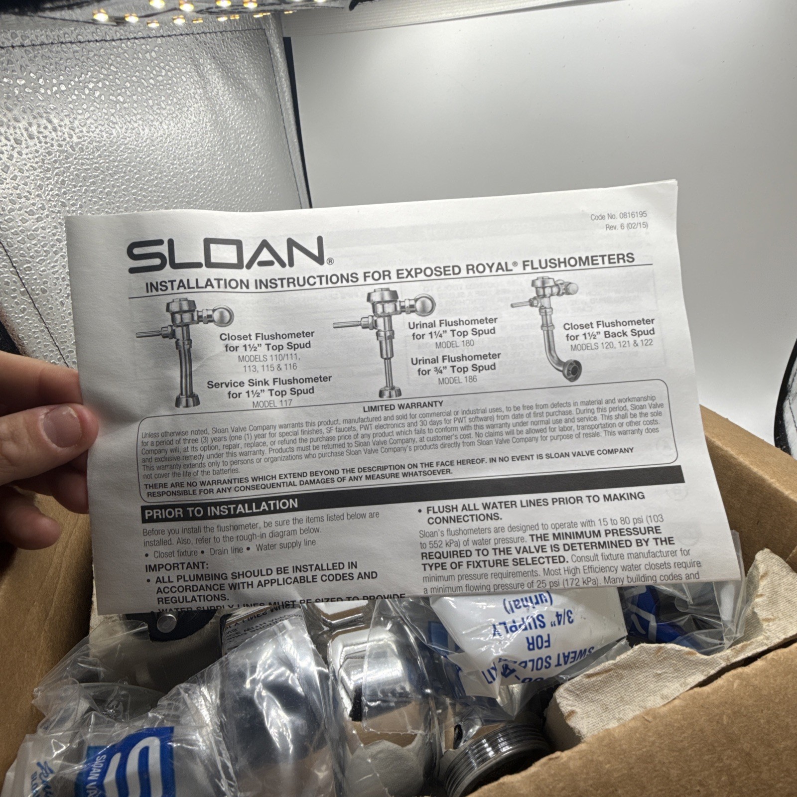 186-0.5 Sloan Royal® Exposed Manual Urinal Flushometer 0.5 GPF CHROME – 3912697