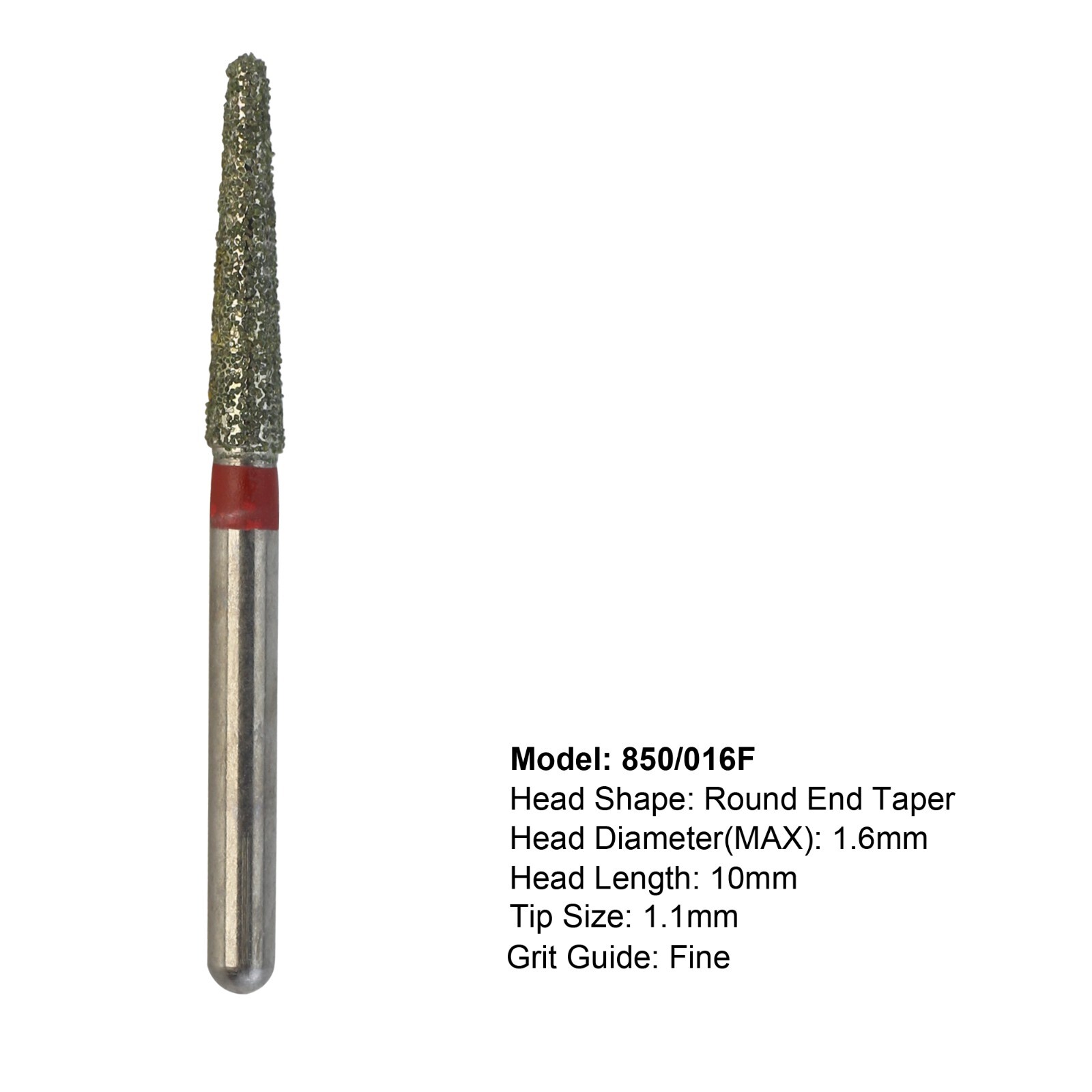 Diamond Dental Burs 850/016F High Speed FG Shank for Implant & Crown Prep 1.6mm