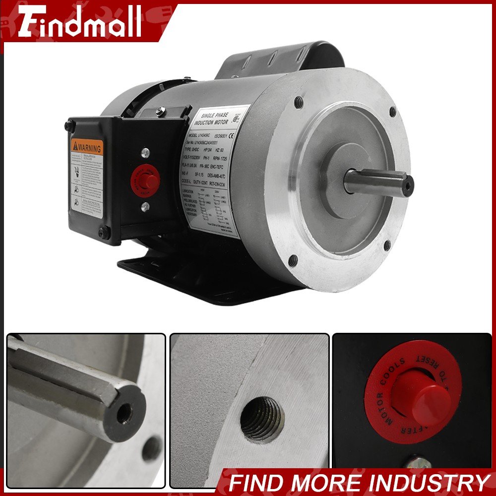 3/4 HP Electric Motor Single Phase 1725rpm 5/8» shaft 115V/230V 56C Frame