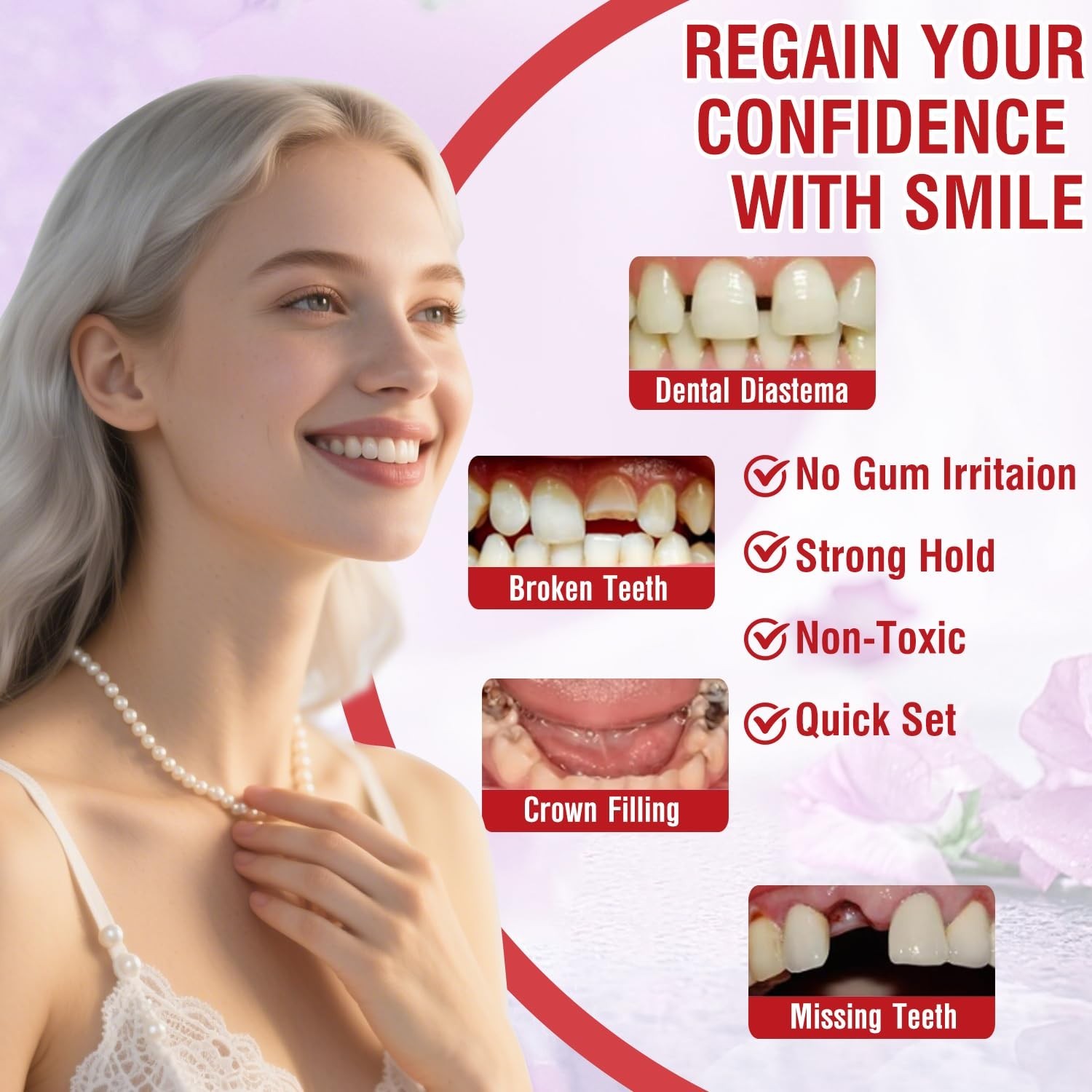 Tooth Repair Kit Zinc Oxide Eugenol Dental Cement for Chipped Broken Teeth