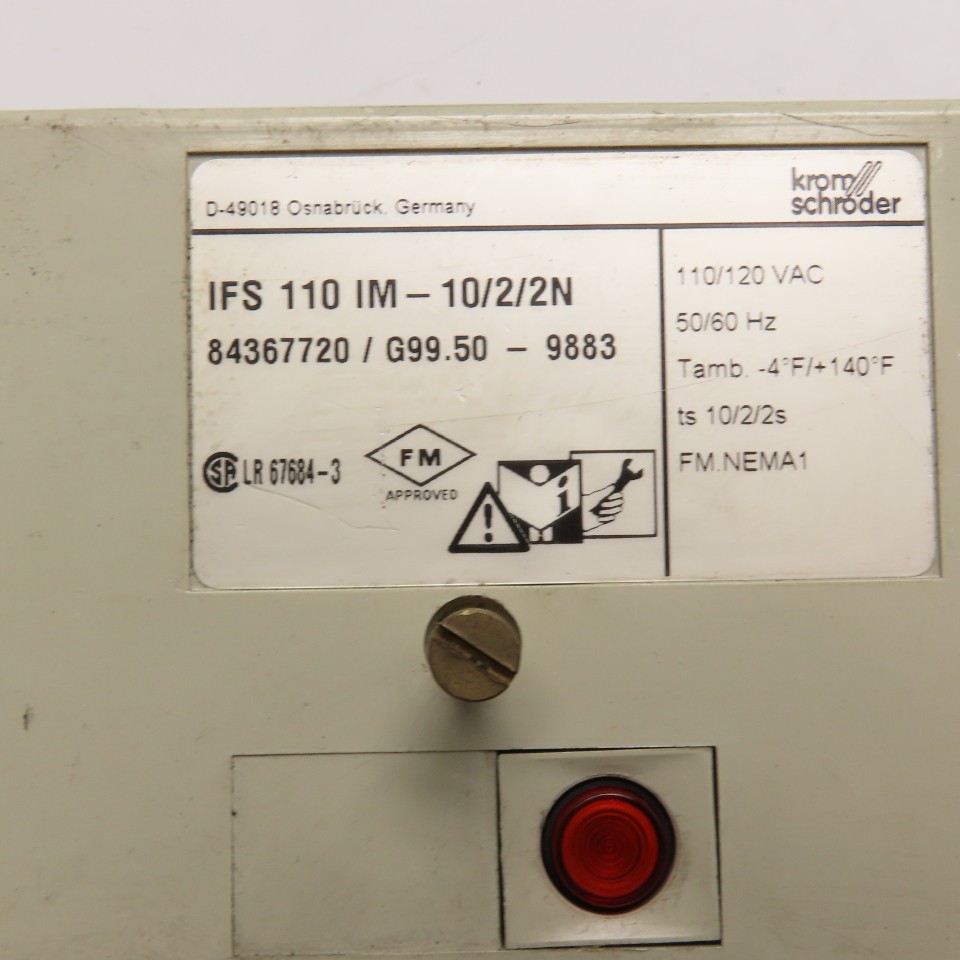 Krom Schroder 84367720 IFS 110 IM-10/2/2N Flame Control Unit 110/120VAC 50/60Hz
