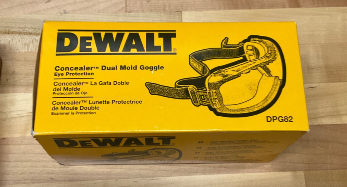 Dewalt DPG82 Concealer Anti-Fog Dual Mold Safety Goggle – 1 Pair New