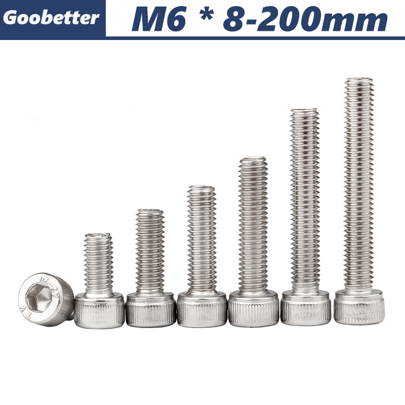 Socket Cap Head Screws Hex Allen Key Bolts DIN 912 A2 Stainless Steel M6 8-200mm