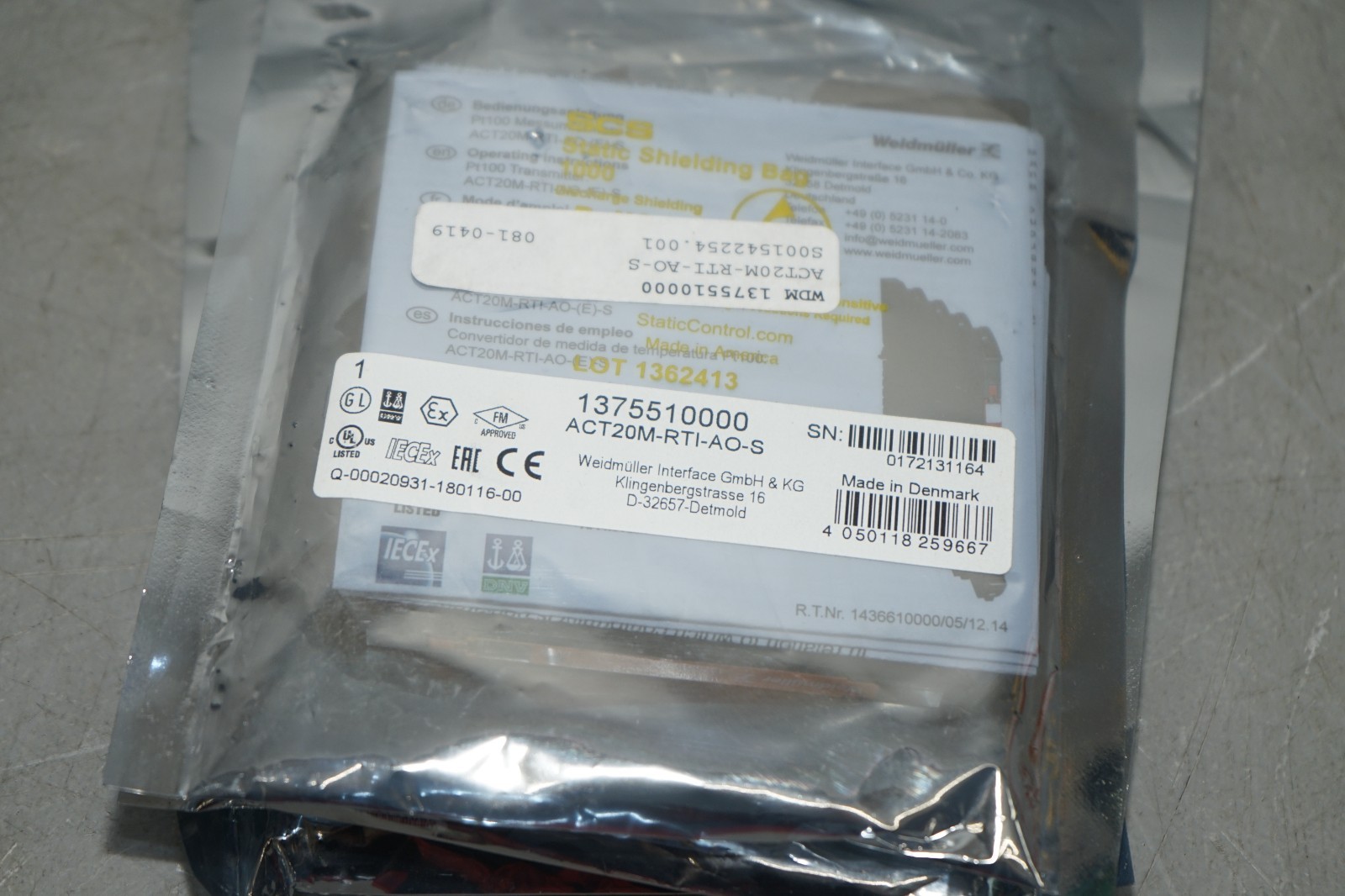^ Weidmüller ACT20M-RTI-AO-S Signal Isolator/Transmitter 1375510000 #X5193