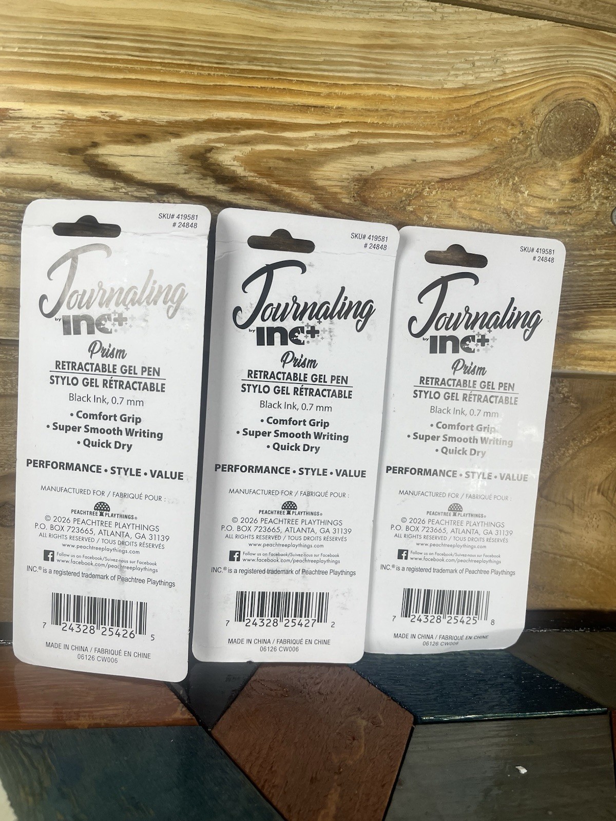 Journaling by INC Prism Retractable Gel Pens 0.7mm Black Ink Three 2-Pack