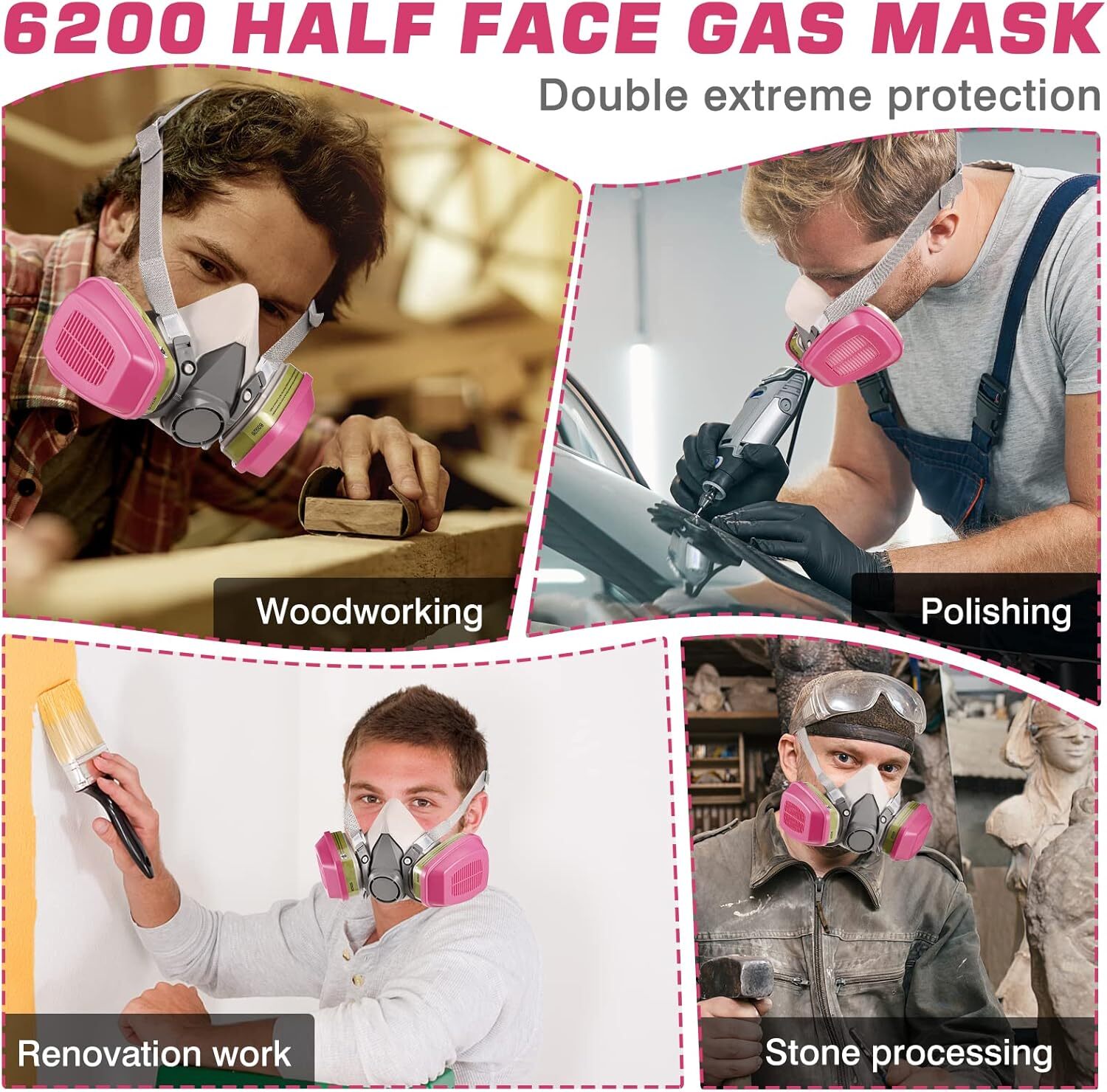 6200 Half Facepiece Respirator Protective Mask with 2-60926 Multi-Purpose Filter
