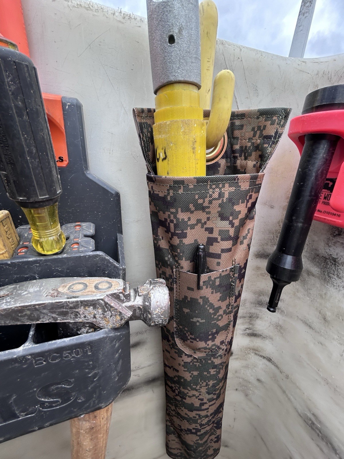 Lineman Bucket Bag, Short Switch Stick Holder, Lineman Ariel Tool, Woodland Camo