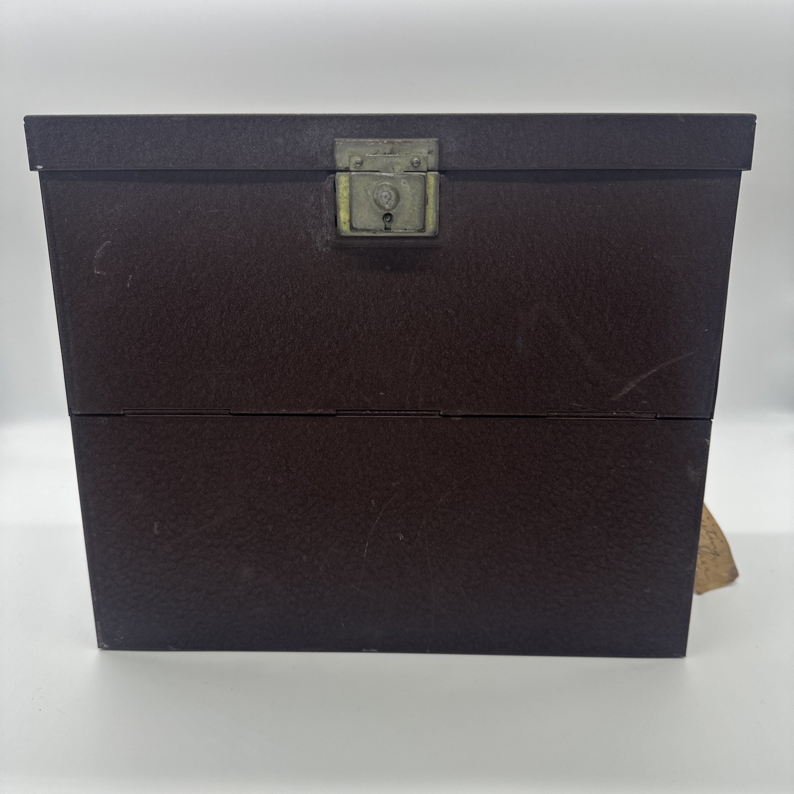 Vintage Yawman & Erbe Record Chest Metal File Storage Box Dark Mahogany Brown
