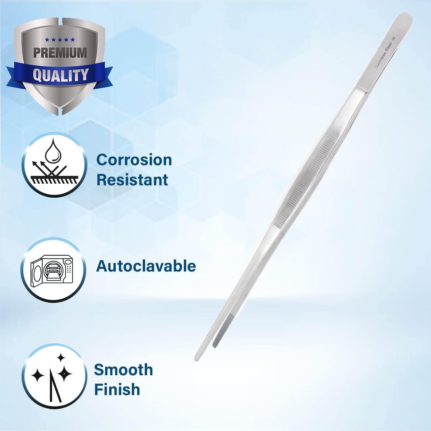 7Pcs Labware Tweezers Blunt Serrated Scientific Lab Forceps, Stainless Steel CE