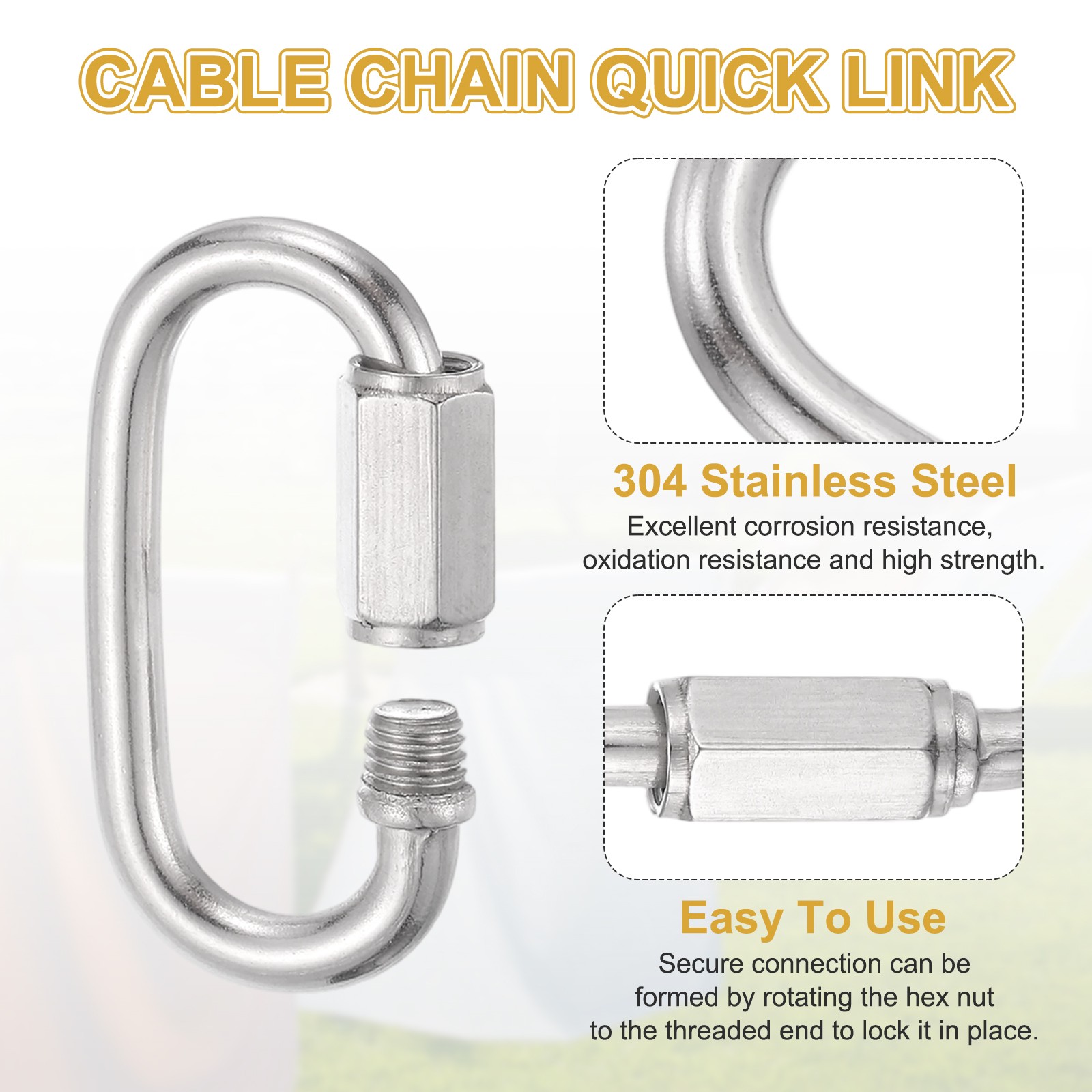 1Set 3/16″ Dia 4.9ft Security Steel Cable with Loops Clear + Quick Links