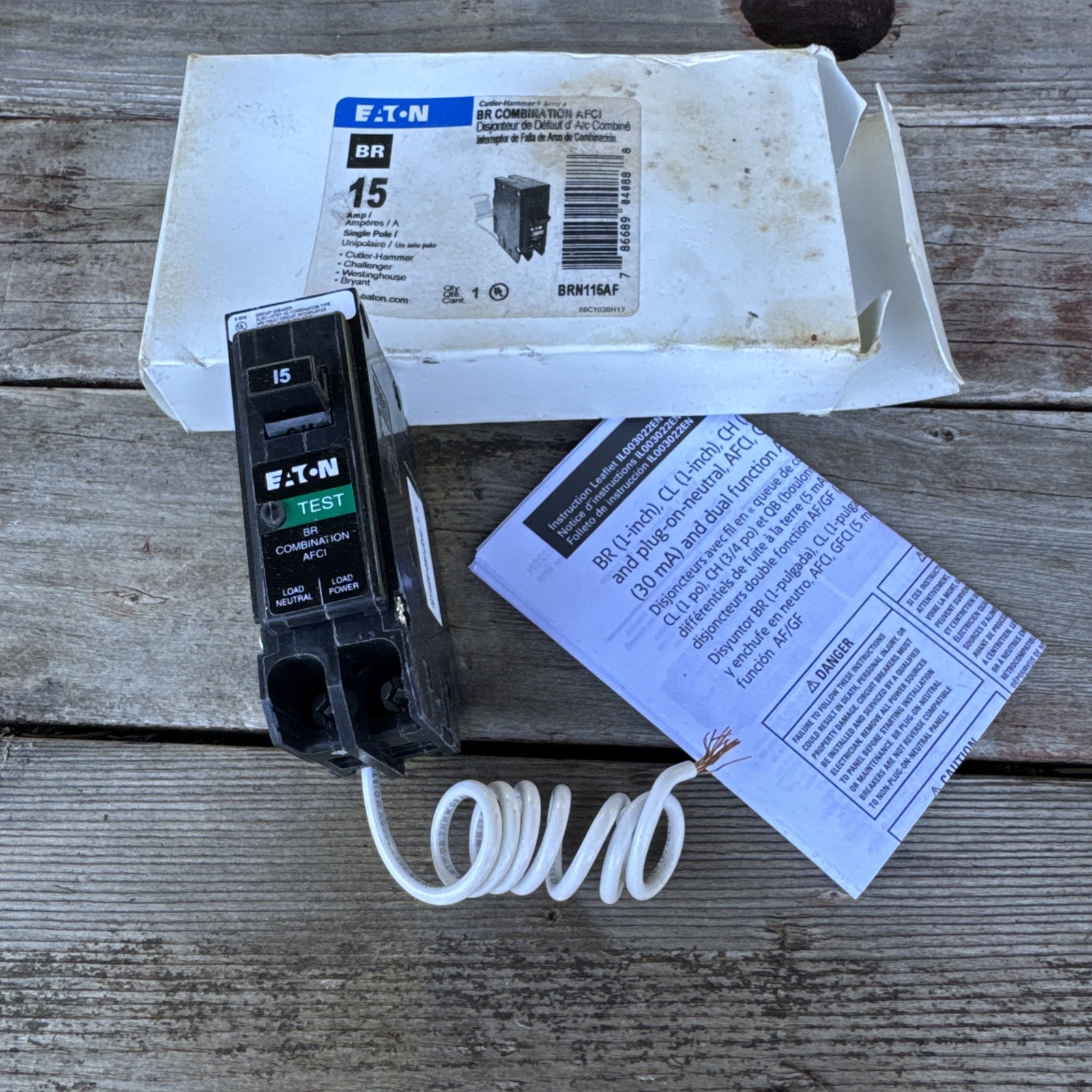 BRN115AF Eaton 15 Amp 1p Circuit Breaker Br Combination AFCI