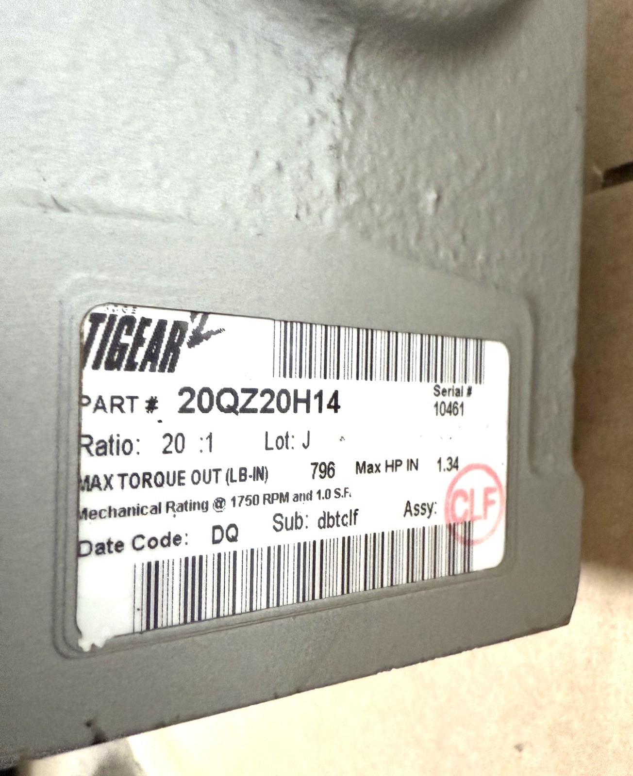 Dodge Tigear2 Reducer Drive 20QZ20H14 W/ Baldor-Reliance 1HP Motor-Conveyor-VG