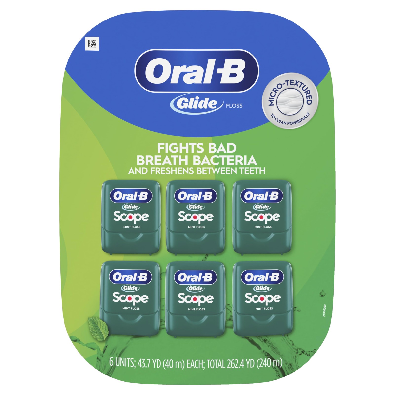 Oral-B Glide Dental Floss, Scope Mint Flavor, 40 m, Pack of 6