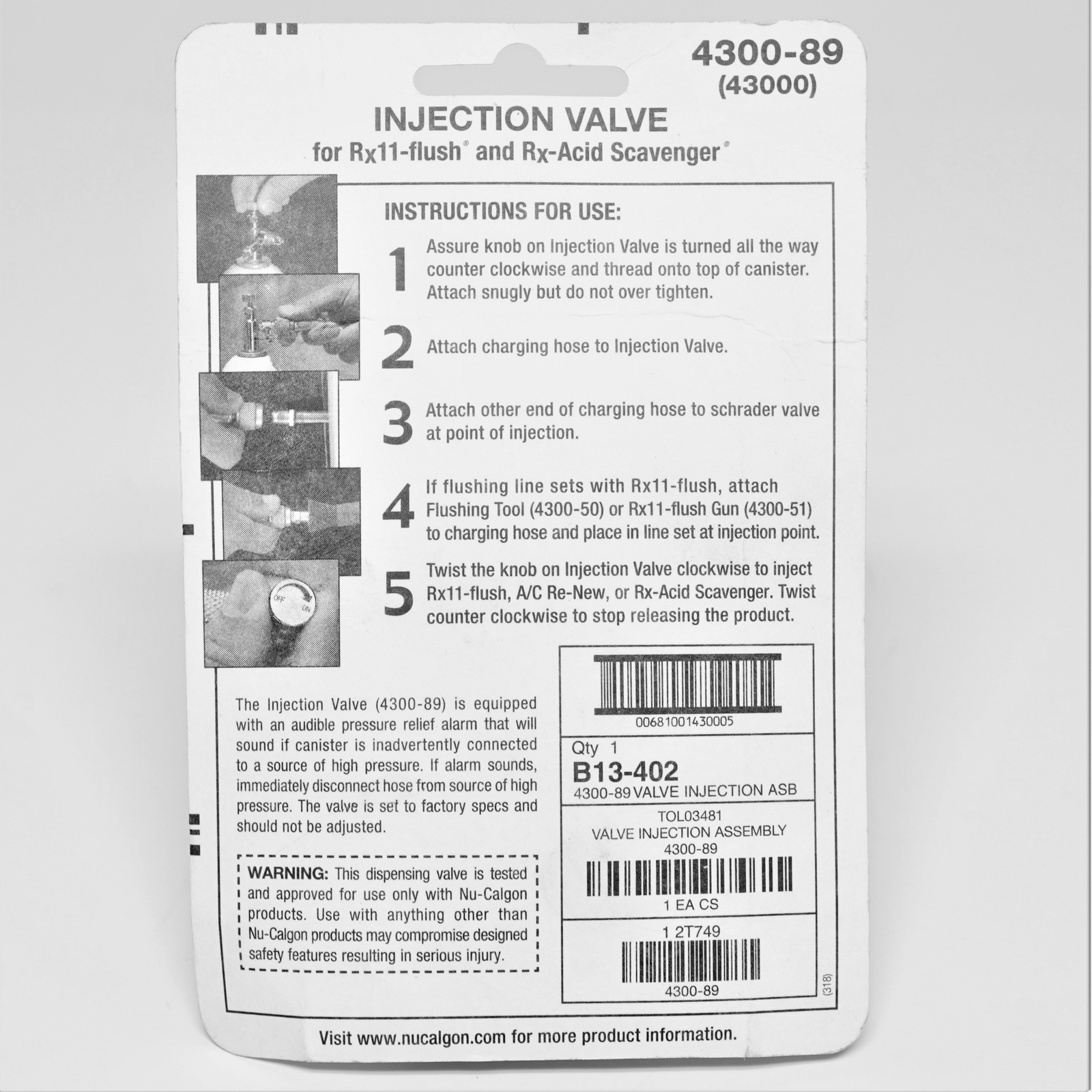 Nu-Calgon Rx11-Flush Injection Valve 4300-89