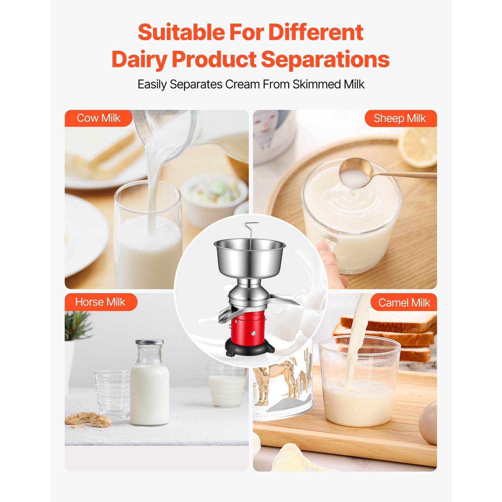 Uimoso Electric Milk and Cream Separator with 60L/H Capacity