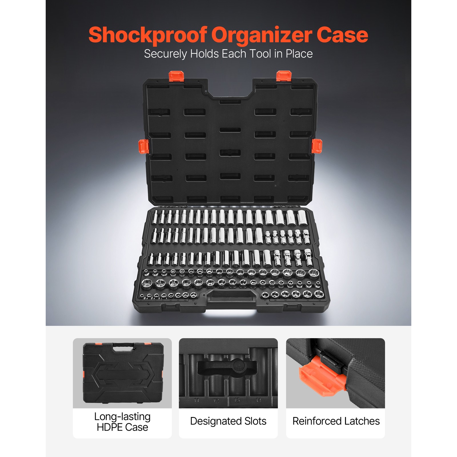 Uimoso 104-Piece Socket Tool Set for 3/8-Inch Drive Automotive Repairs