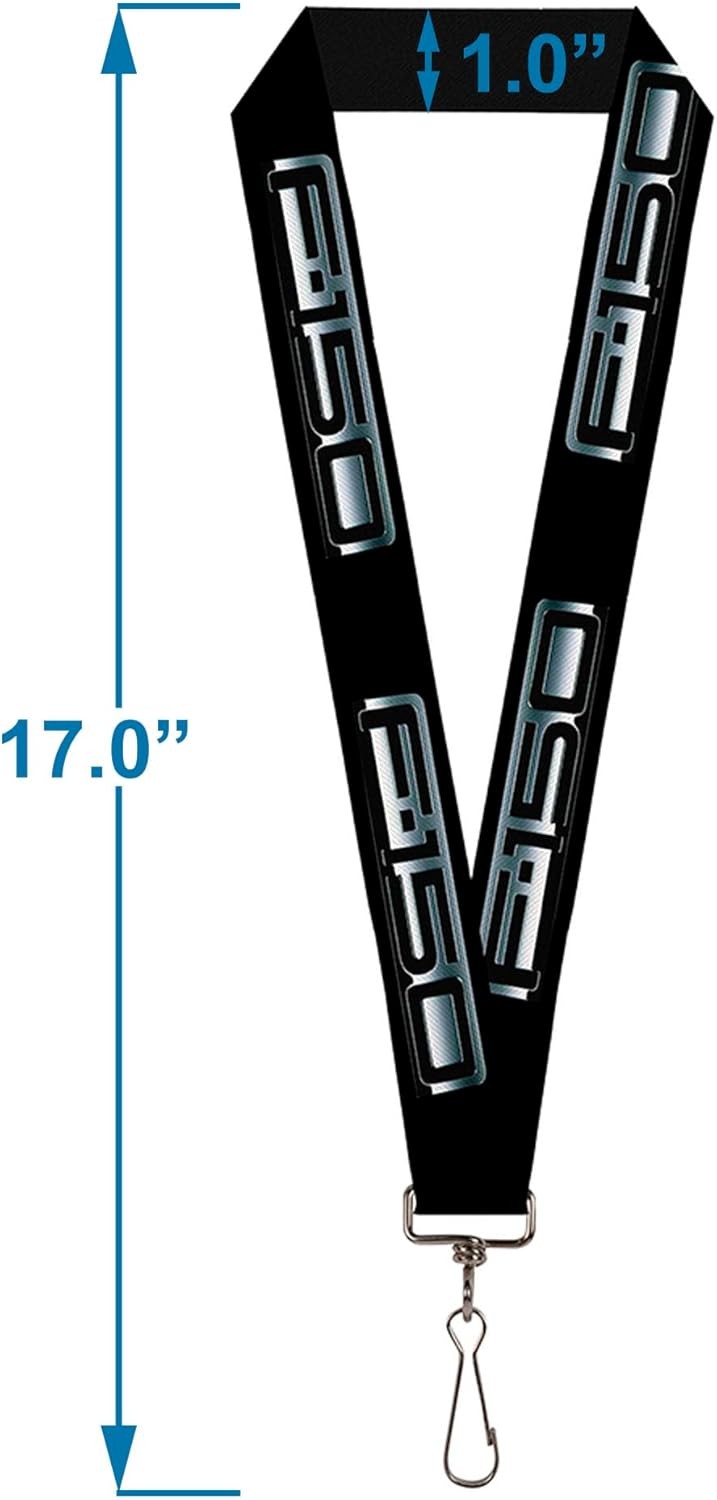 Buckle Down Lanyard-1.0″-F-150 Emblem Black/Silver-Fade One Size Multicolor