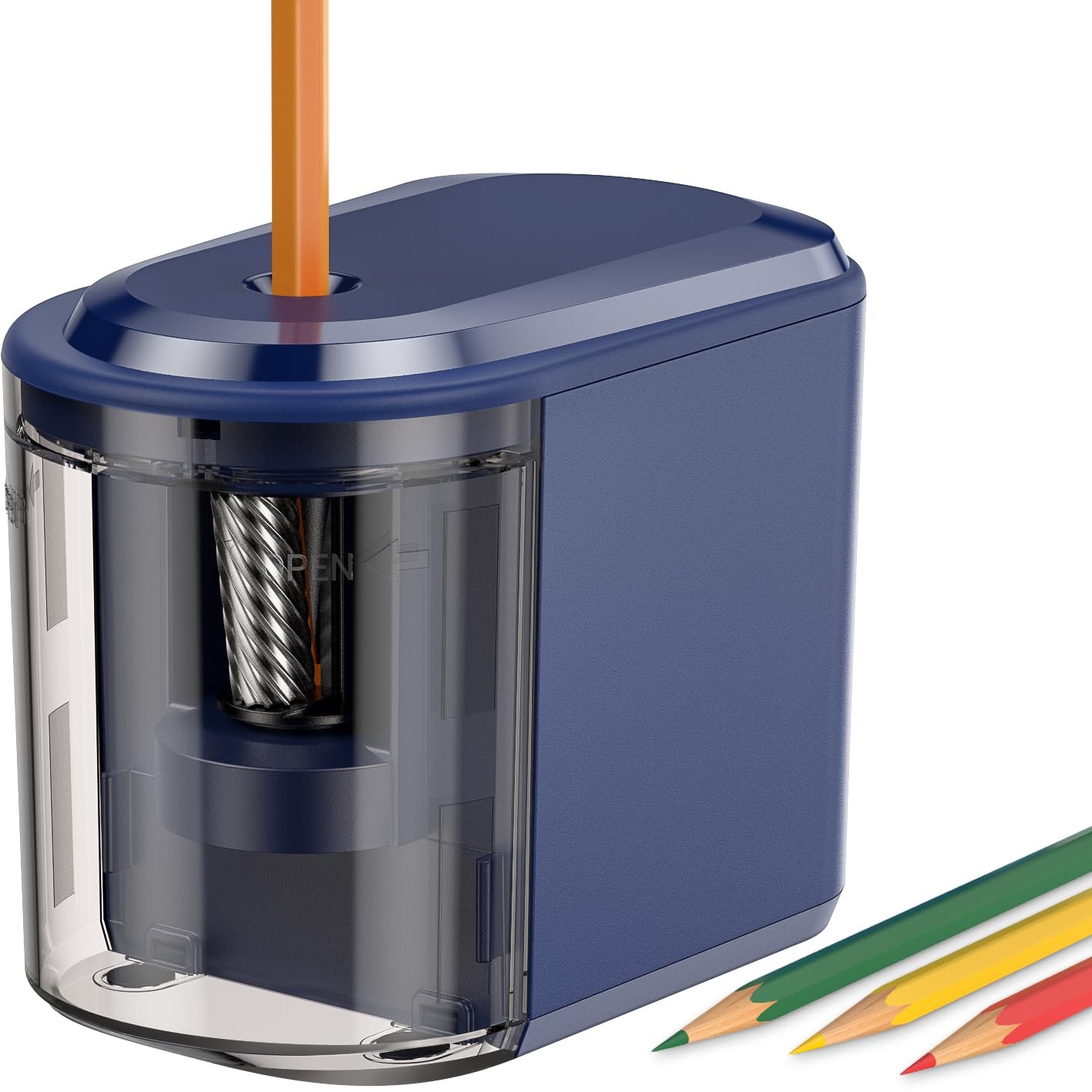 RIYO Pencil Sharpener, Heavy-Duty Helical Blade Auto Pencil Sharpener with Batte