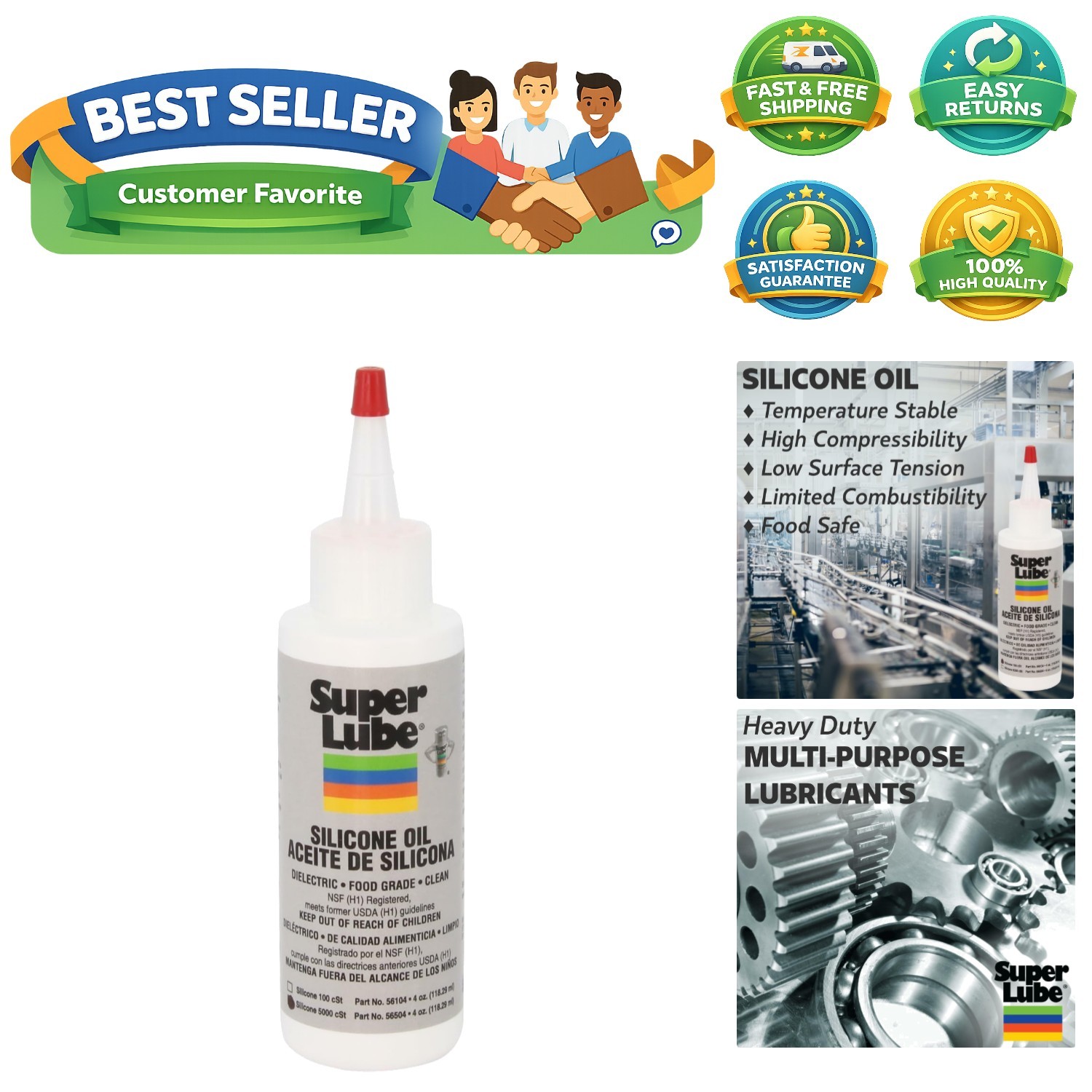 Silicone Oil High & Low Temp CST Clear, 4oz Bottle | NSF Certified Food Grade…