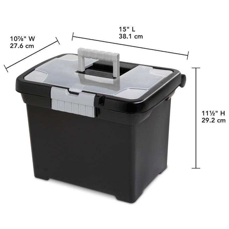 Medium Letter File Box Black: Plastic File Organizer, 8.5×11 Inch Storage Bin
