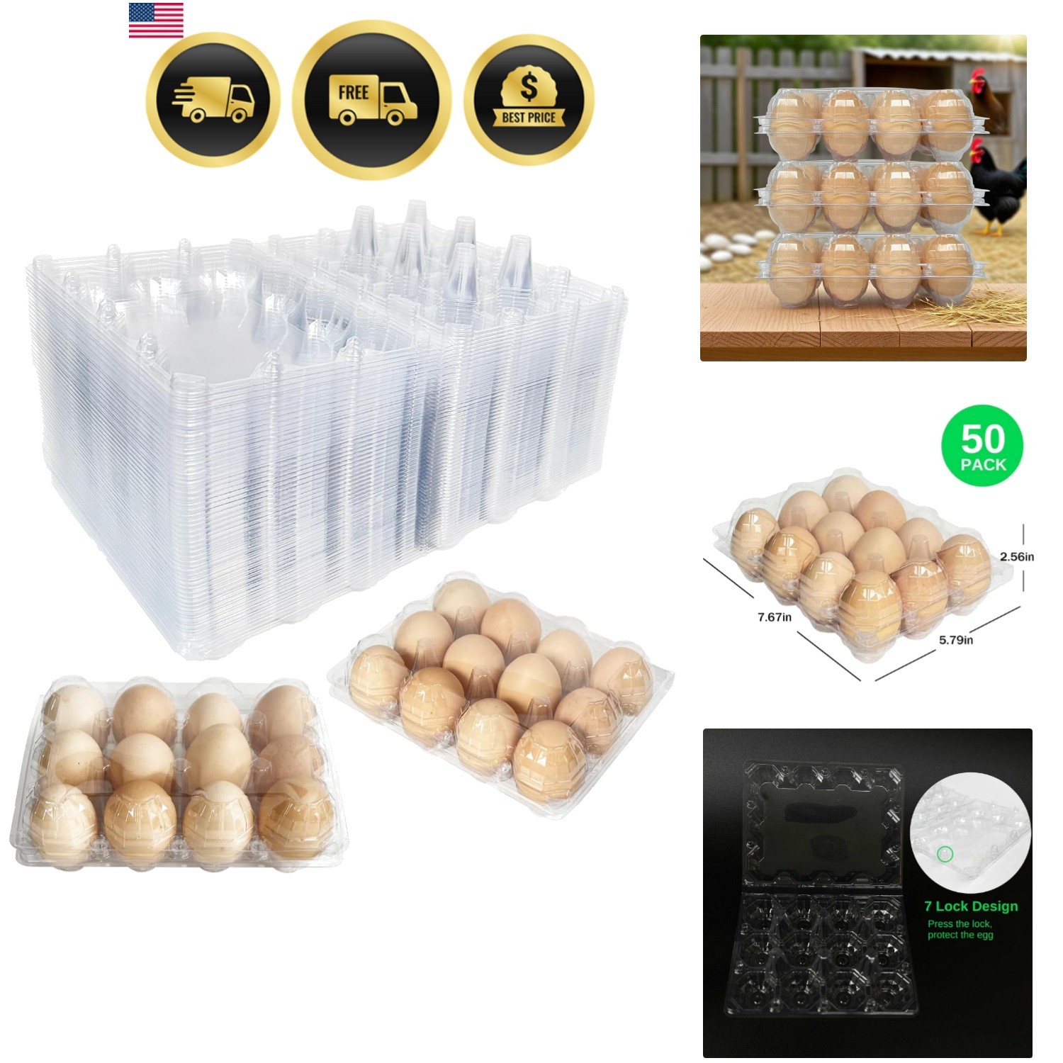 Durable Shatterproof Egg Cartons – 50-Pack 12-Count for Safe Transportation