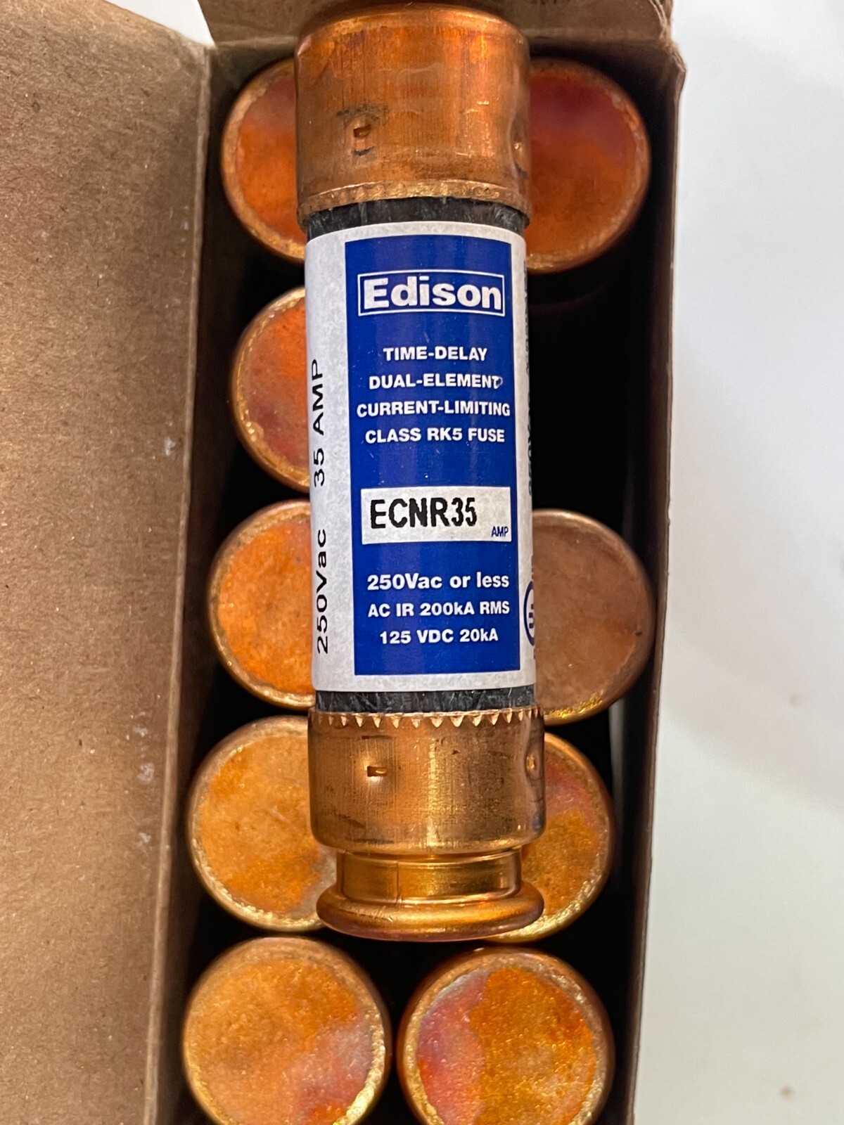 BRAND NEW Box of 10 Edison ECNR 35 Amp Fuses FRN R 35 250 Volts 10 PER Box