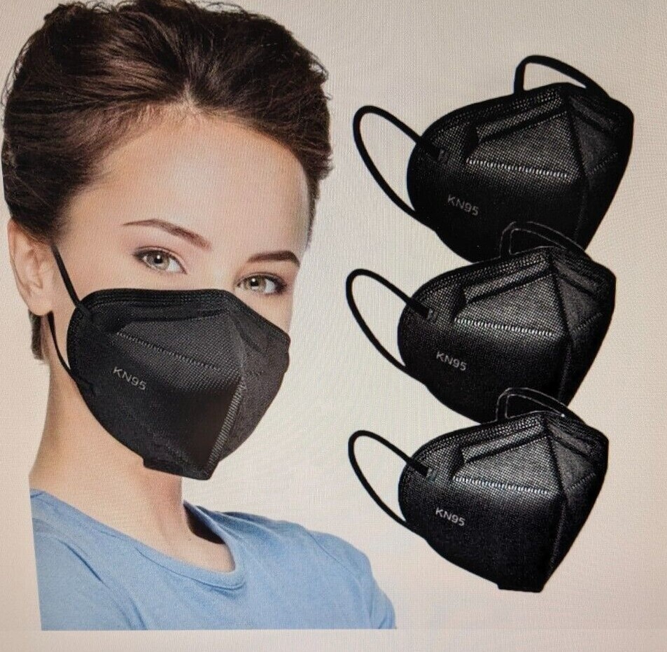 KN95 Protective Black Face Mask Respirator 5-Ply Protection GB2626-2019