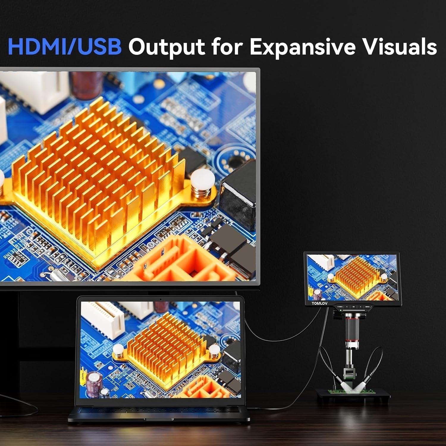HDMI Digital Microscope DM202: 10.1″ Screen, 38MP Magnifier