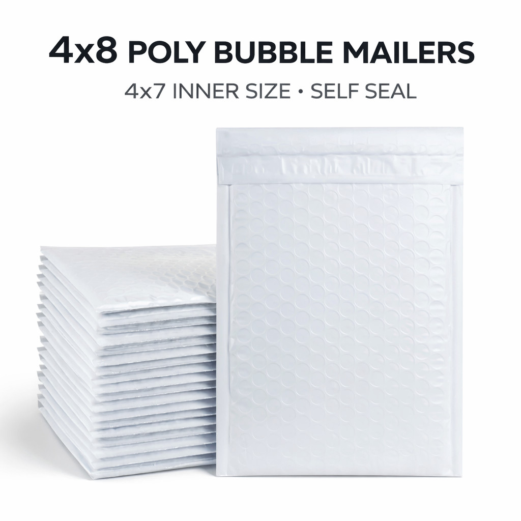 100 Pack Shipping Poly Bubble Mailers #000 4×8 rResistant Padded Bags Envelopes