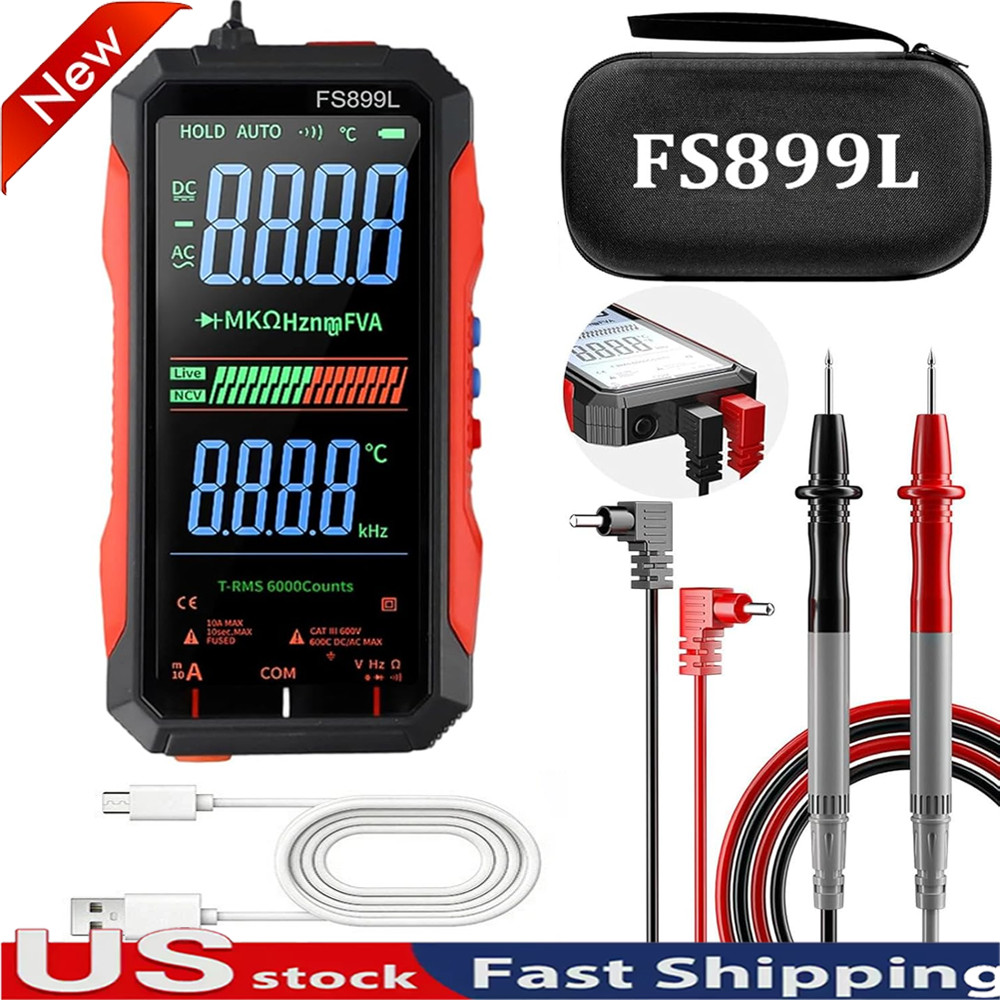 FS899L Digital Multimeter with Color Screen, USB C Rechargeable Electrical NEW