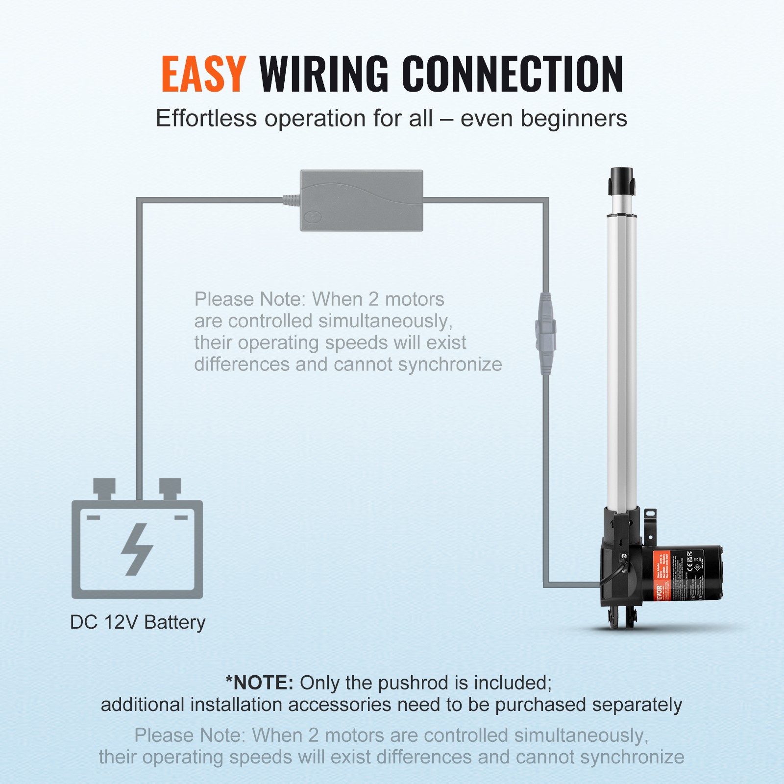 VEVOR Linear Actuator 12V 14In Heavy Duty 1320lbs/6000N 0.19″/s IP44 Protection
