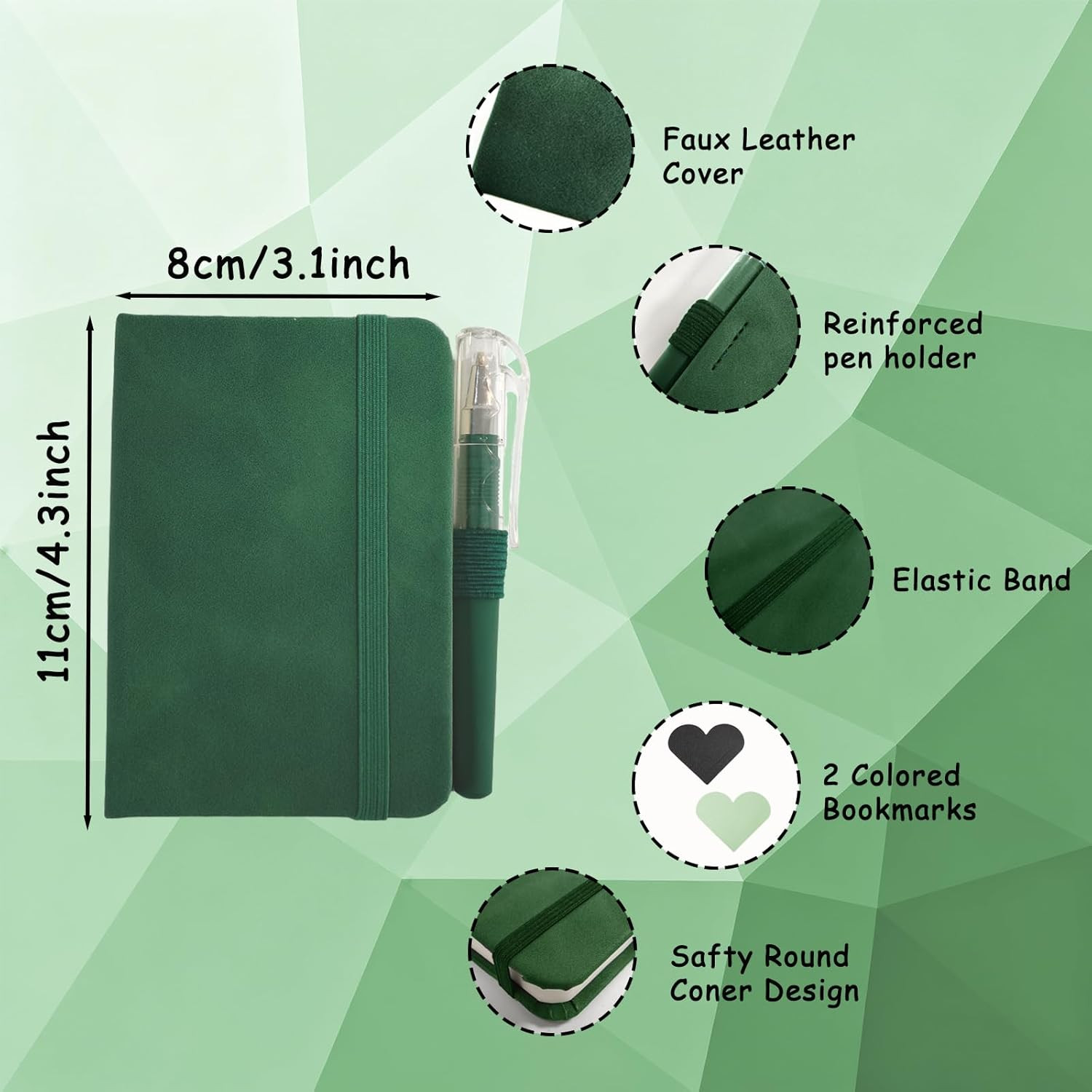 2 Pack Pocket Notebook Journals, 4.3 Inches X 3.1 Inches 200 Pages Small Notepad