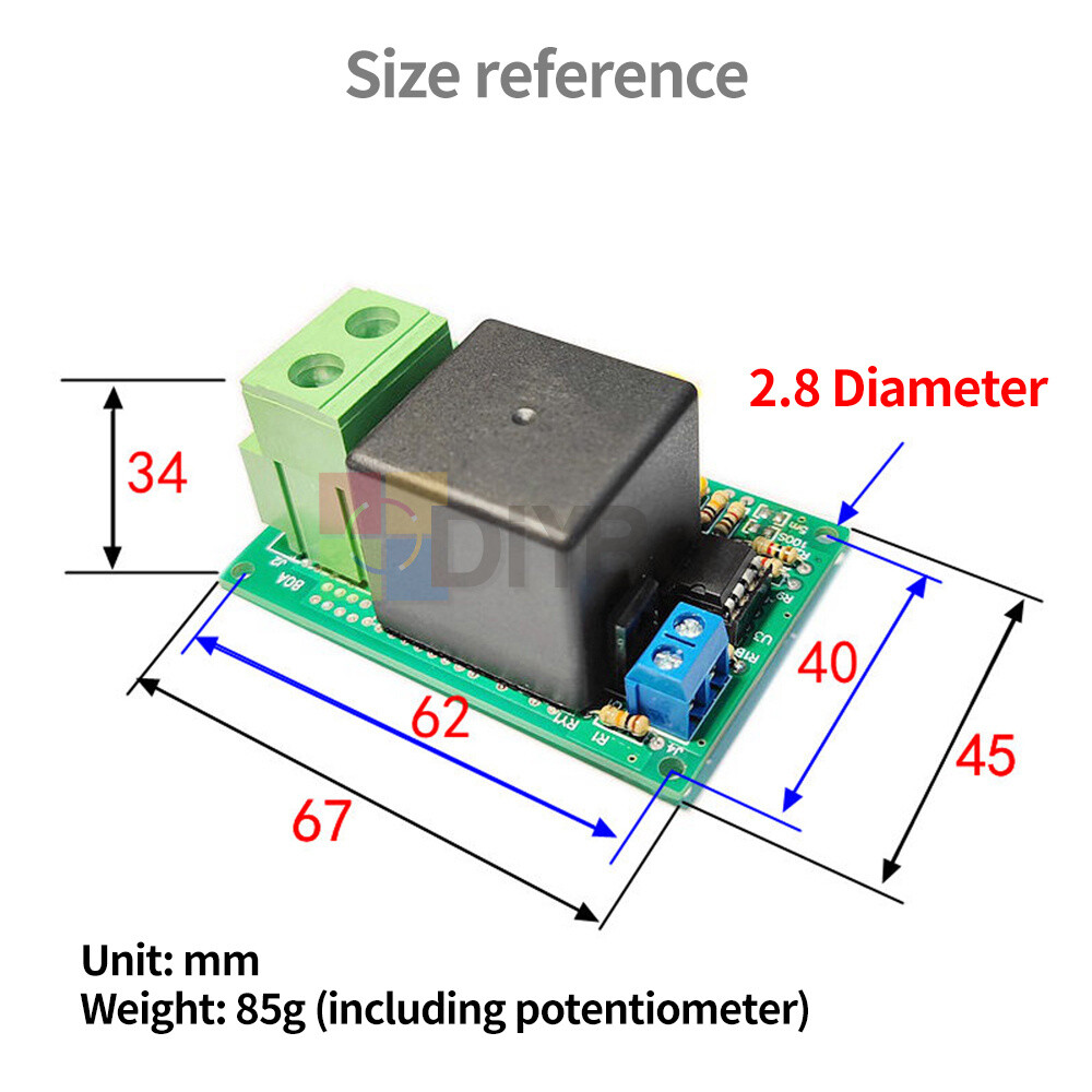 DC 12/24V Time Relay Module Trigger Timer Switch Module with Potentiometer 80A