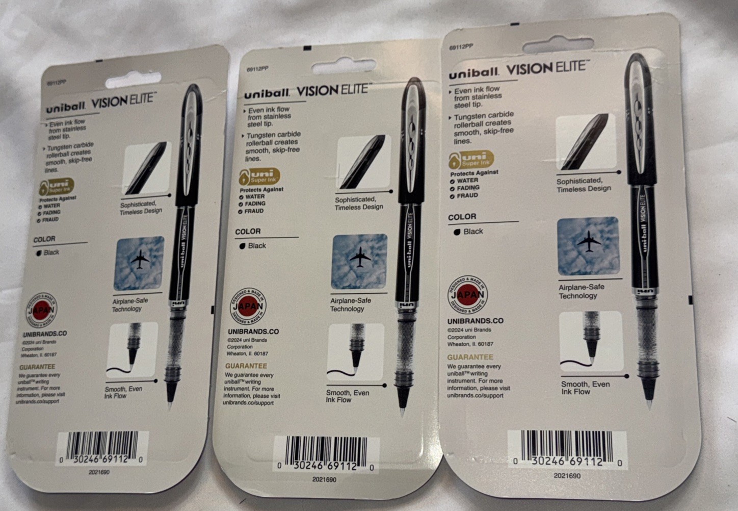 Lot of 12 Uniball Vision Elite Rollerball Pens 0.5mm Micro Point Black Ink – NEW