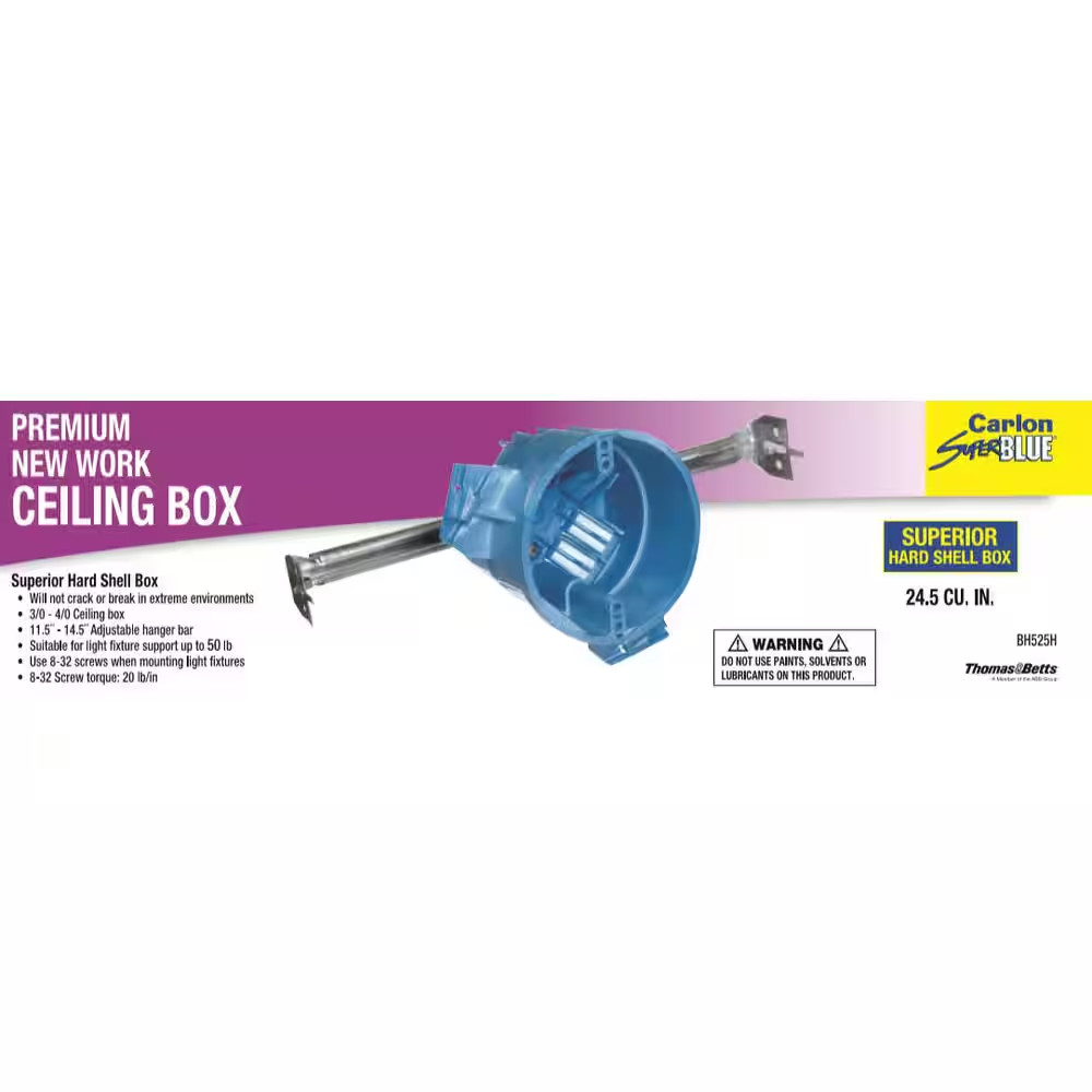4 In. 24.5 Cu. In. Hard Shell Electrical PVC New Work Electrical Ceiling Box wit