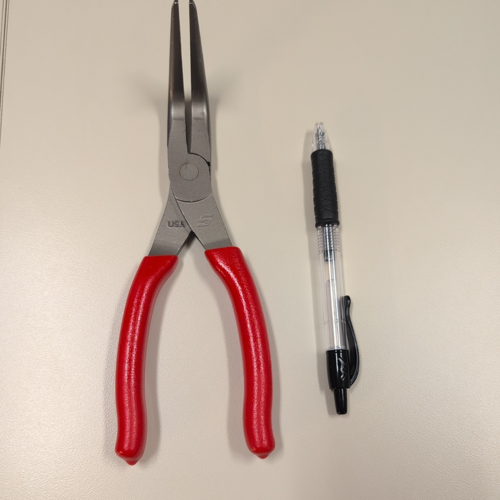 New! Snap On 497ACF 7″ 90 Degree Angle Talon Grip Needle Nose Pliers , Red