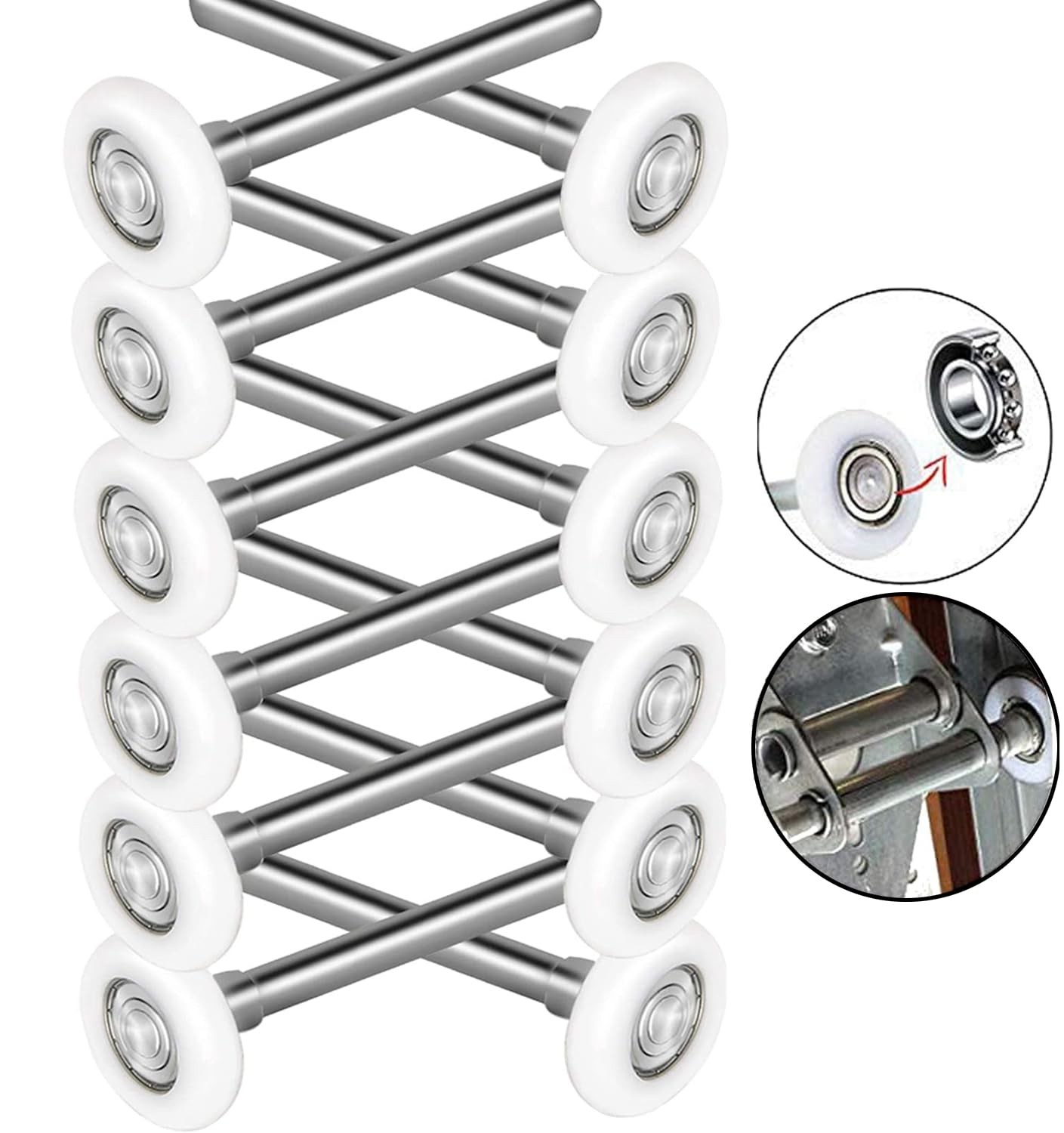 Durable & Quite 6200ZZ Ball Bearing Nylon Garage Door Castors with 11 Balls, 10.2 cm…