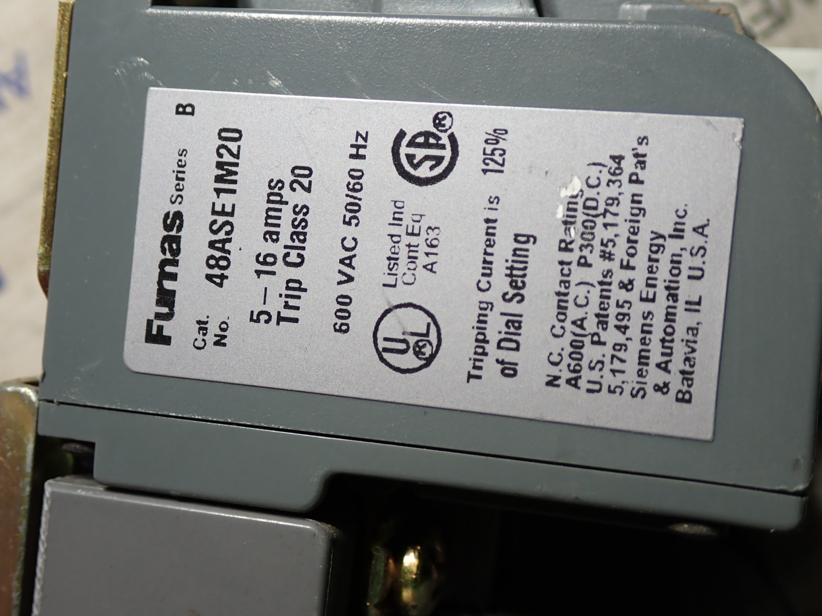 Furnas 14CS12A Starter 2 HP 230v Size 0 48ASE1M20 5-16A OL 120v Coil S899