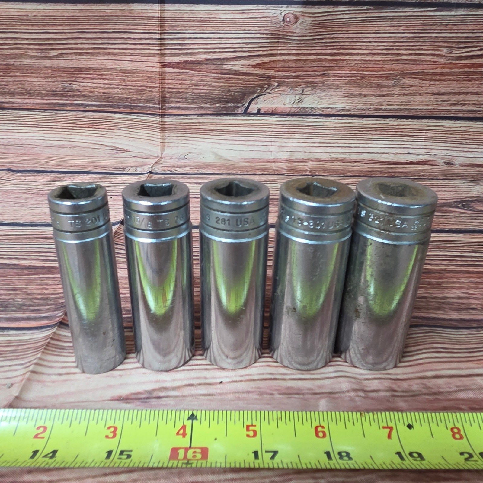 Snap-on 1/2 drive standard deep sockets 5/8,13/16,7/8,15/16,1″ 5 pieces