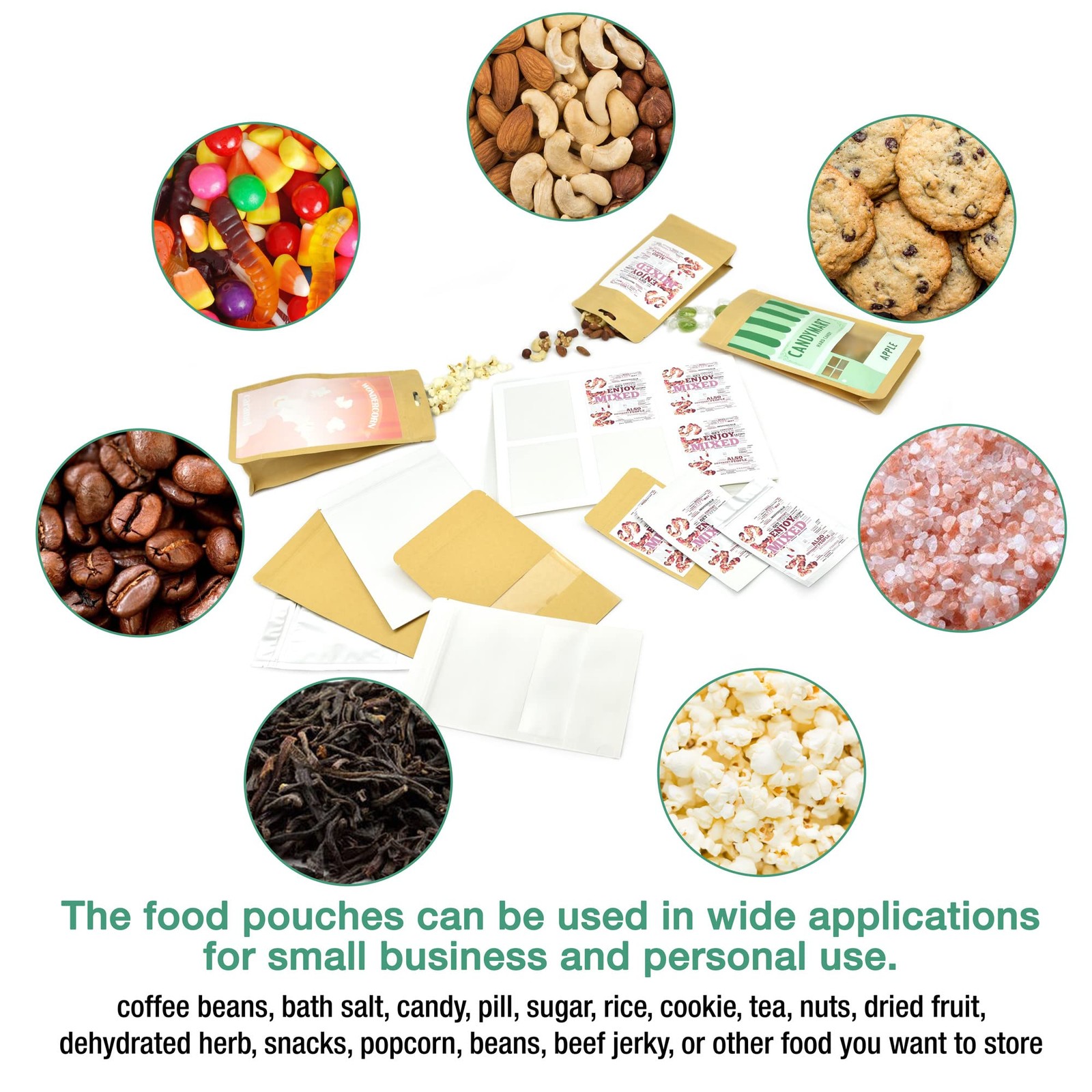 Evergreen Goods Resealable Brown Food Grade Kraft Bags…